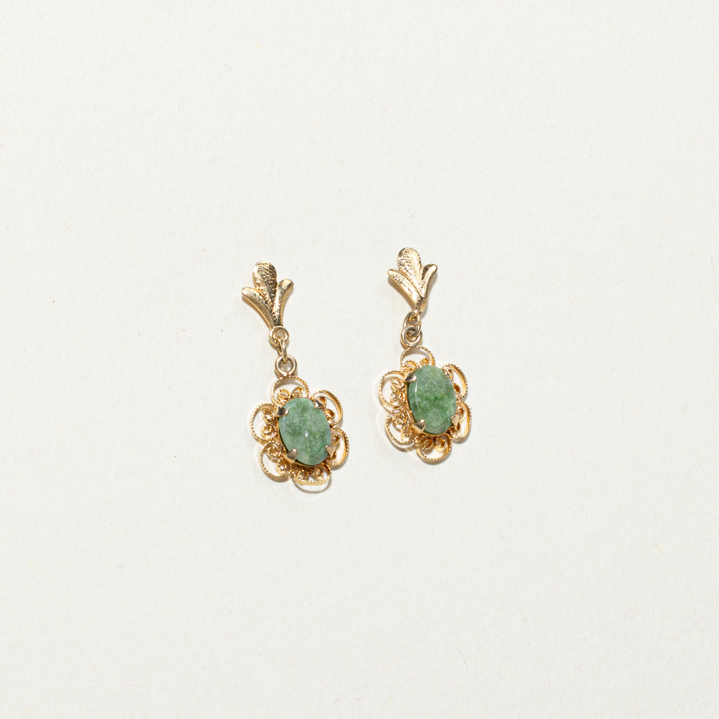 Cabochon Jade Floral Drop Earrings | 1.00ctw