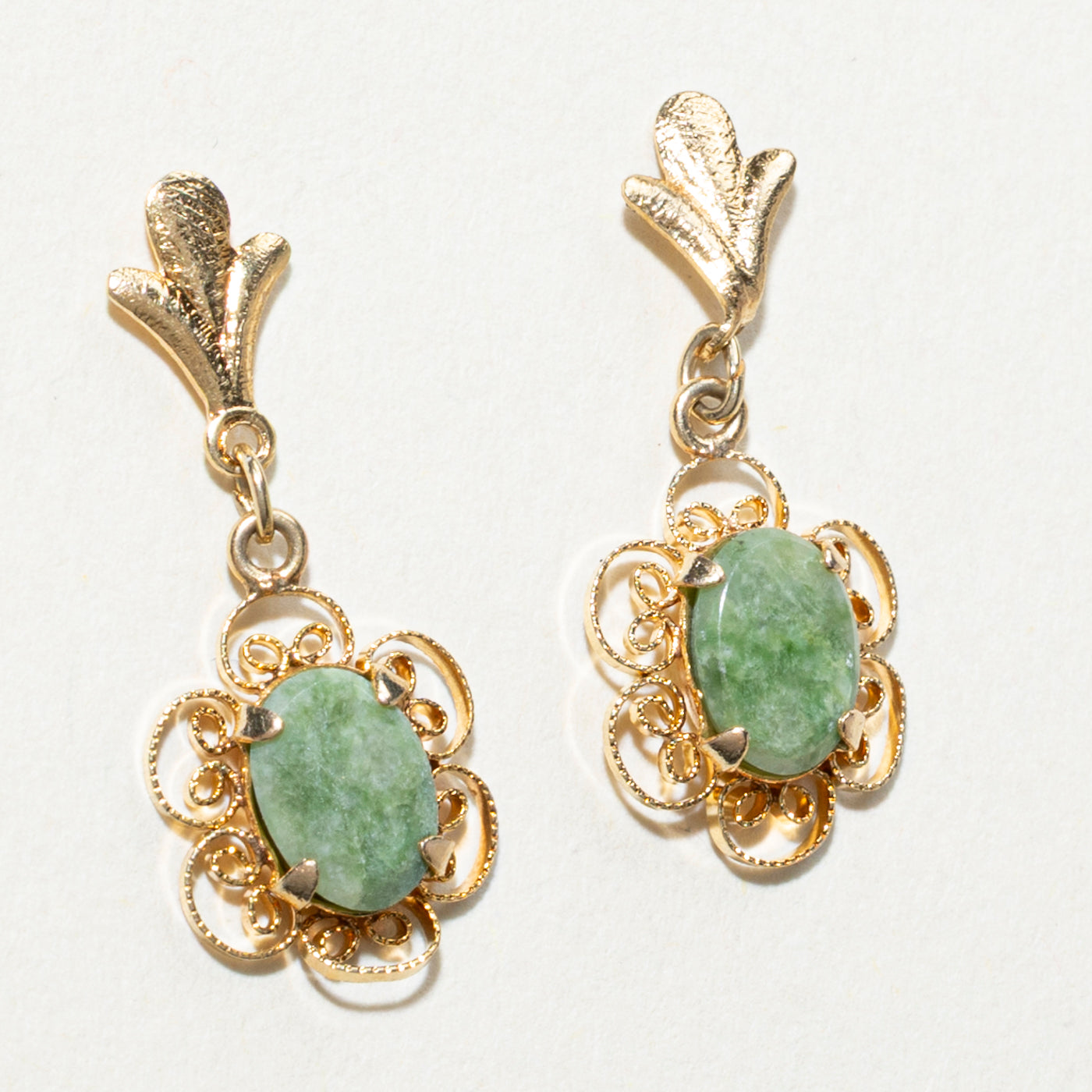 Cabochon Jade Floral Drop Earrings | 1.00ctw
