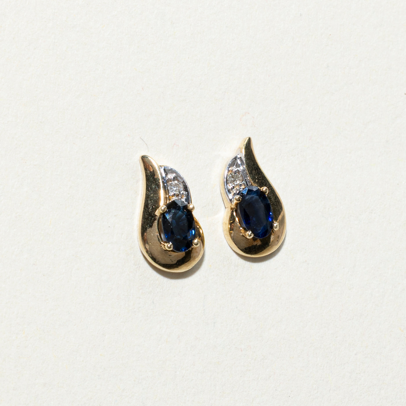 Sapphire & Diamond Abstract Stud Earrings | 0.40ctw, 0.02ctw