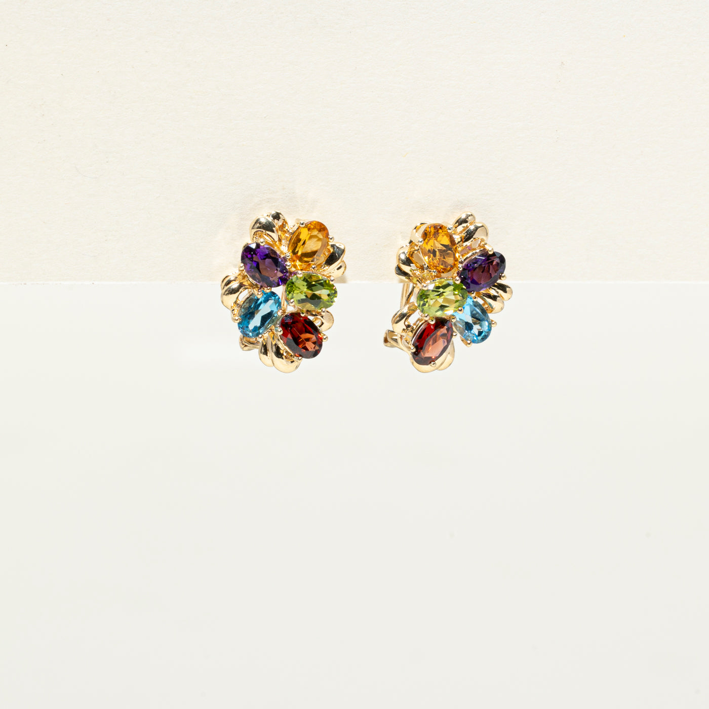 Boucles d'oreilles puces serties de plusieurs pierres précieuses | 3,62 ct