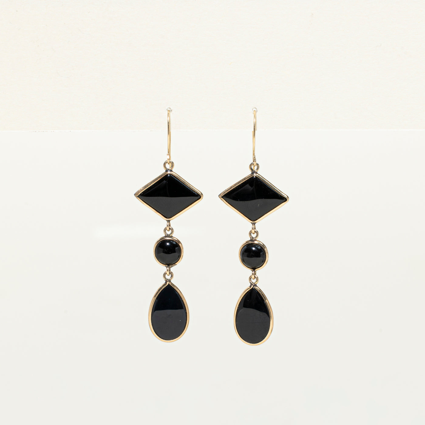 Boucles d'oreilles pendantes géométriques en onyx de tailles mixtes | 7,00 ct