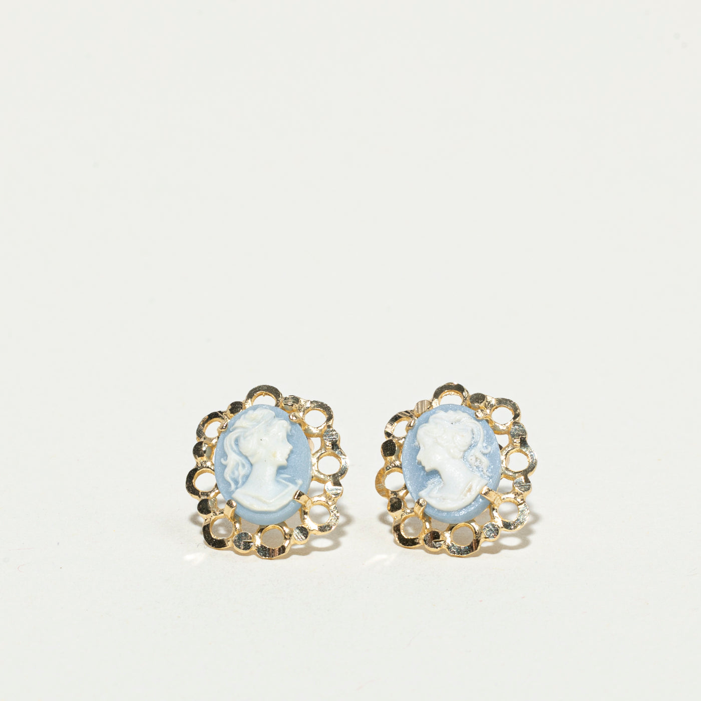 Shell Cameo Ornate Stud Earrings | 2.60ctw