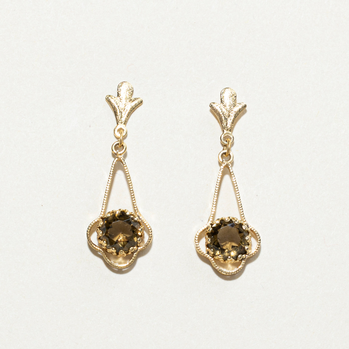 Smoky Quartz Floral Drop Earrings | 1.20ctw