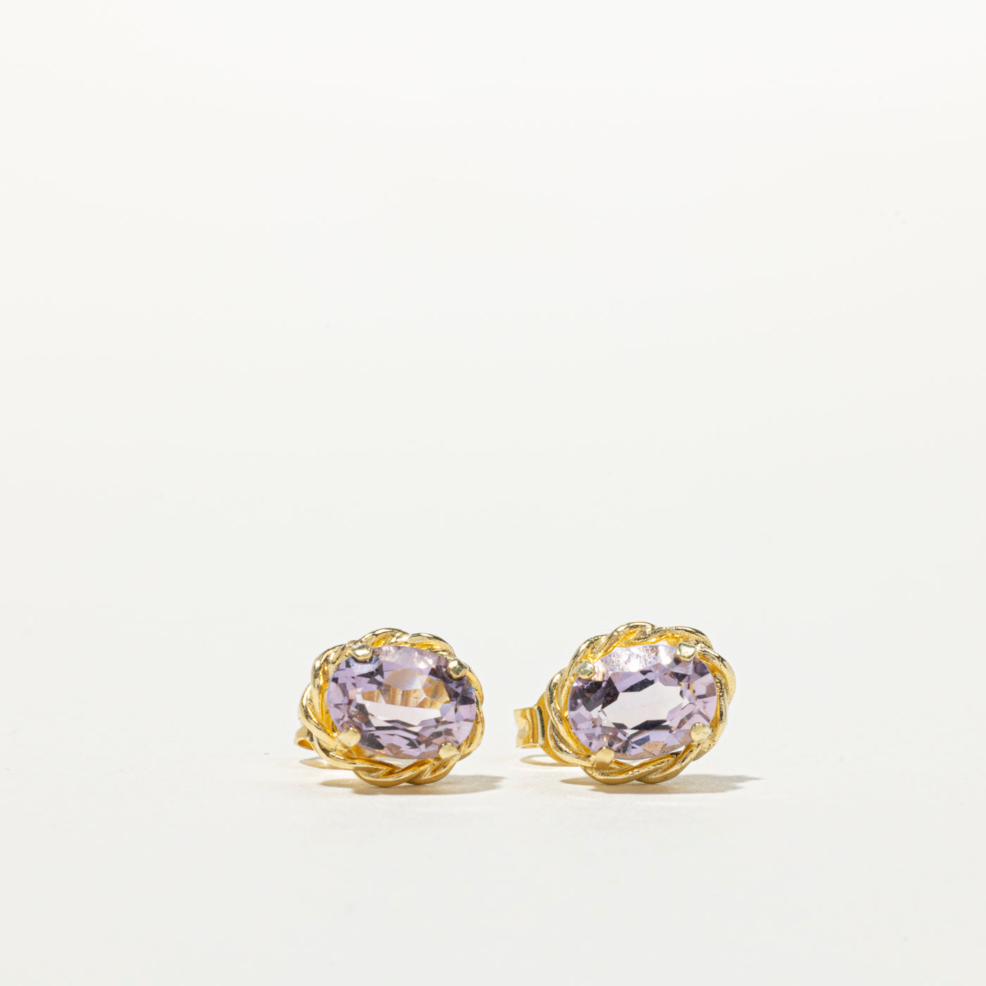 Solitaire Amethyst Textured Stud Earrings | 1.80ctw