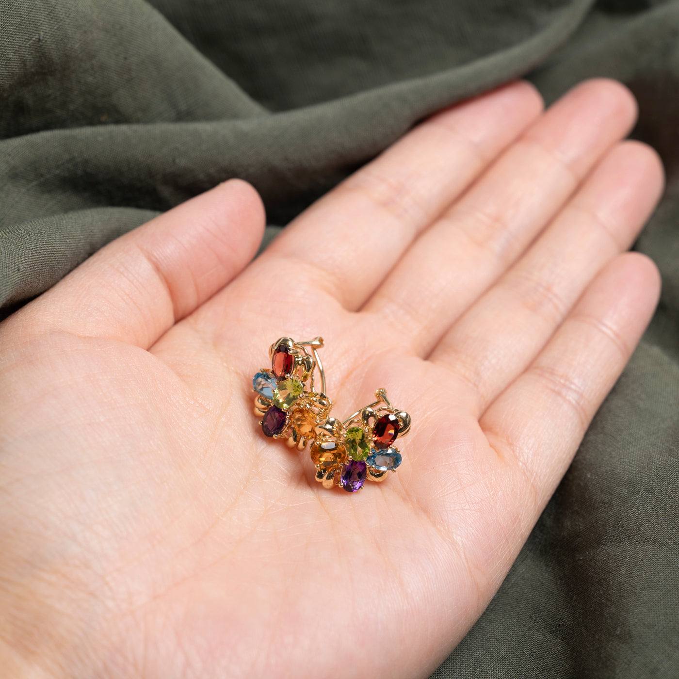 Multi Gemstone Cluster Stud Earrings | 3.62ctw