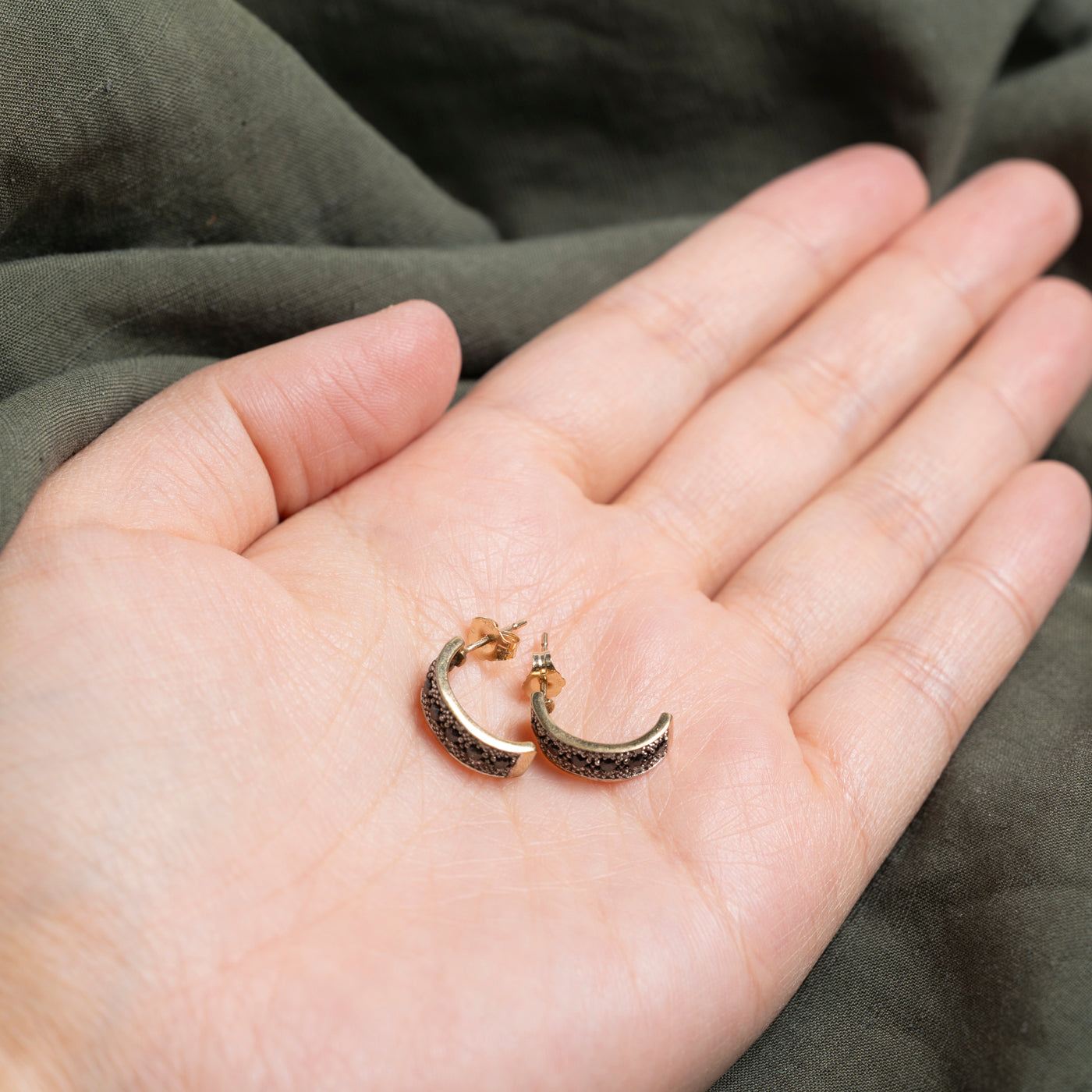 Black & White Diamond Half Huggie Earrings | 0.36ctw