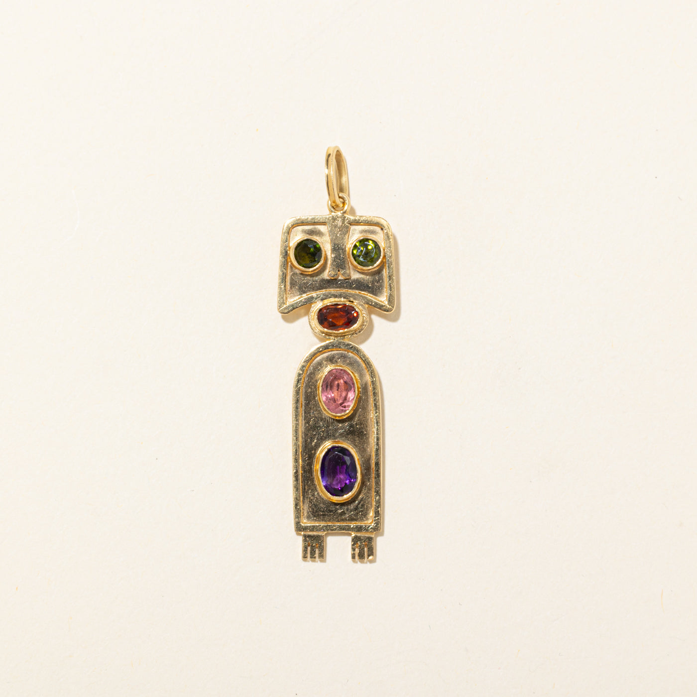 Vintage Italian 18k Multi Gemstone Abstract Geometric Pendant | 2.20ct