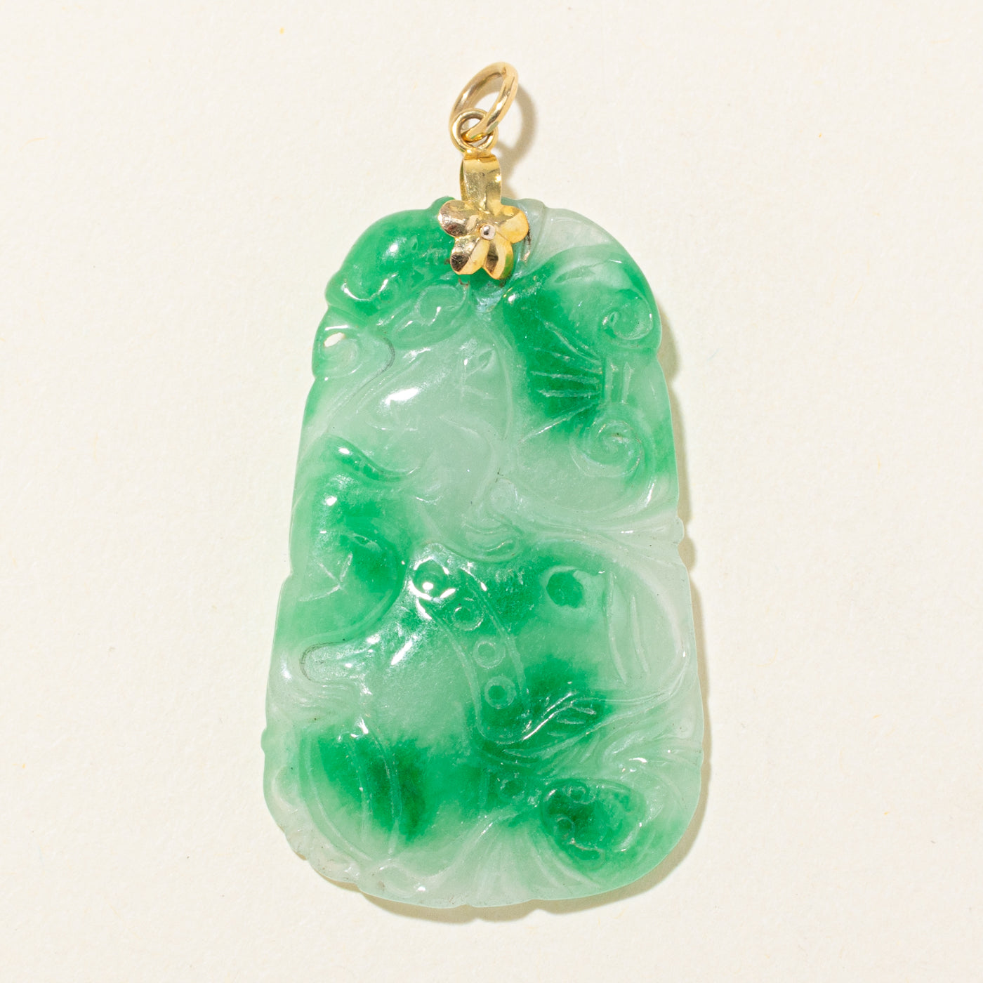 18k Carved Jade Pendant | 50.00ct