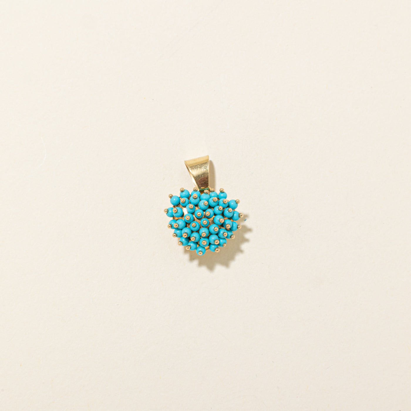 Italian 18k Turquoise Beaded Heart Pendant | 4.50ct
