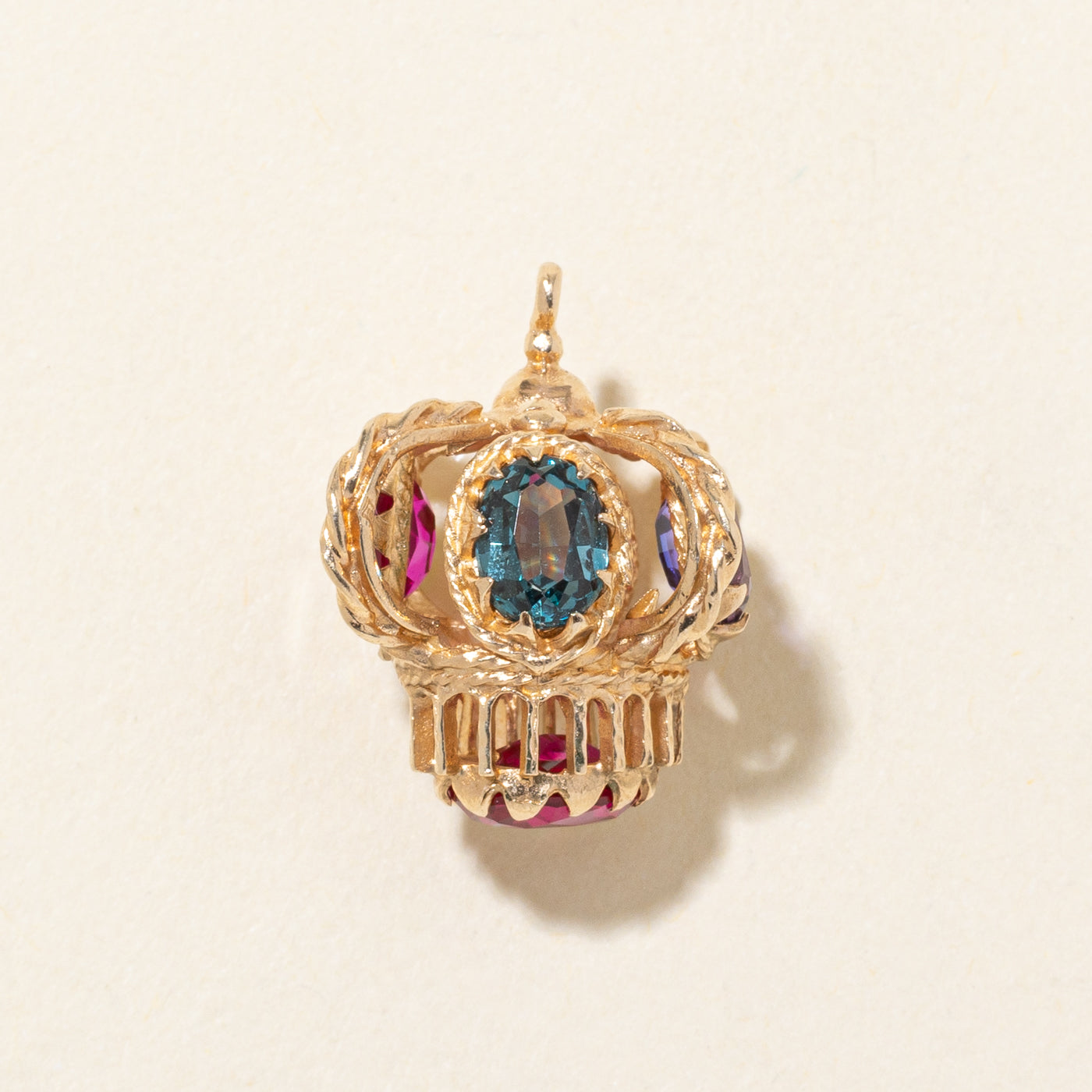 10k Synthetic Ruby & Synthetic Sapphire Crown Pendant