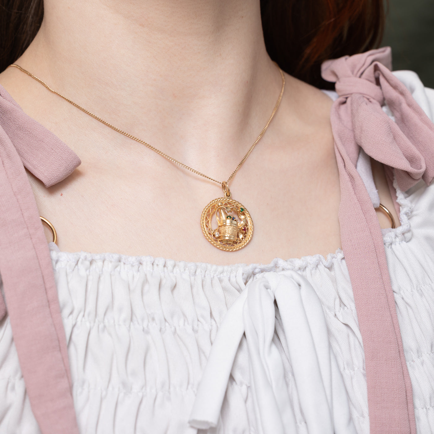 14k Multi Gem Champagne & Confetti Pendant | 0.13ctw