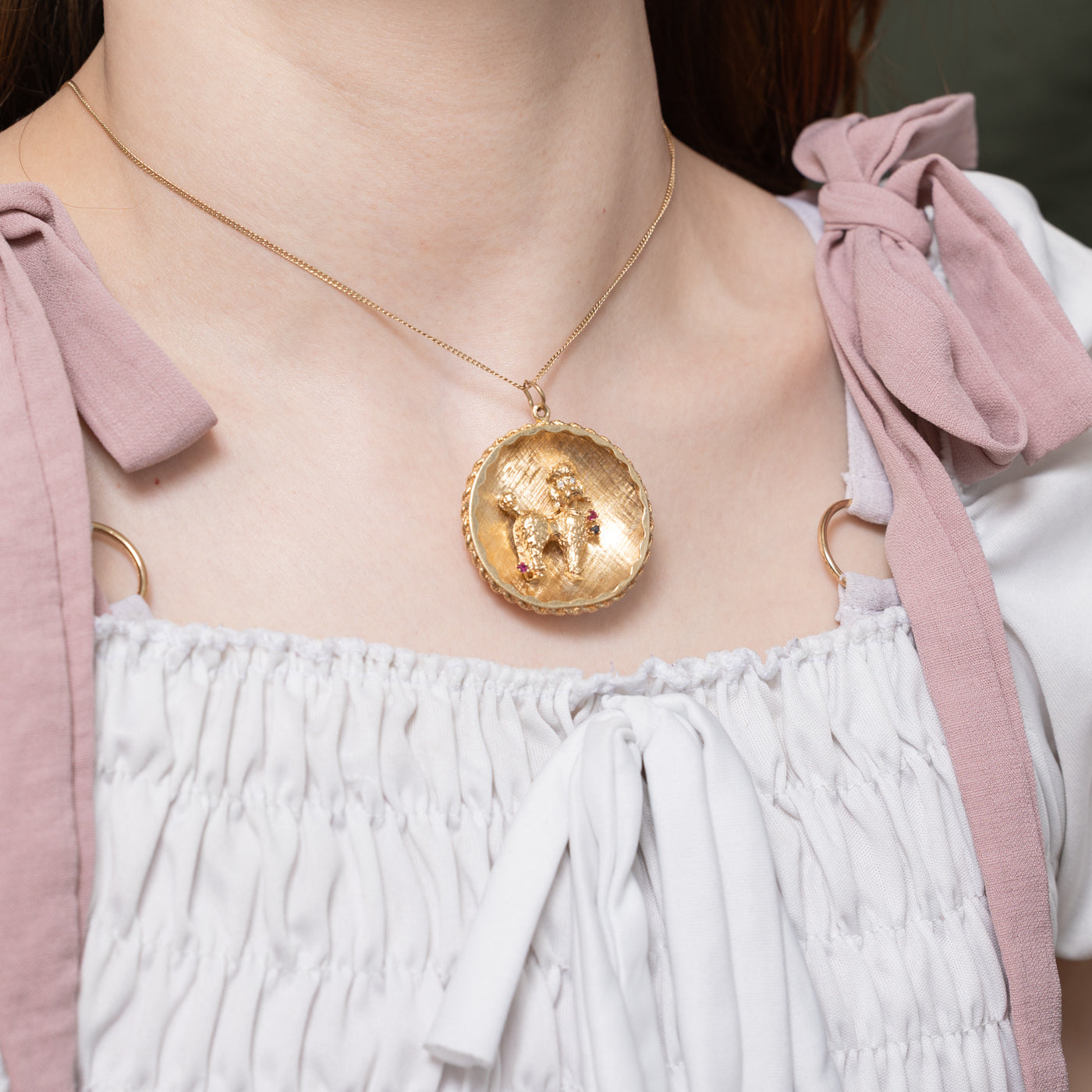 14k Multi Gemstone Poodle Pendant | 0.04ctw, 0.02ct