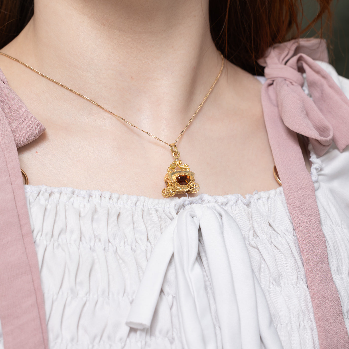 18k Citrine & Synthetic Sapphire Ornate Carriage Charm | 2.00ctw, 1.00ctw