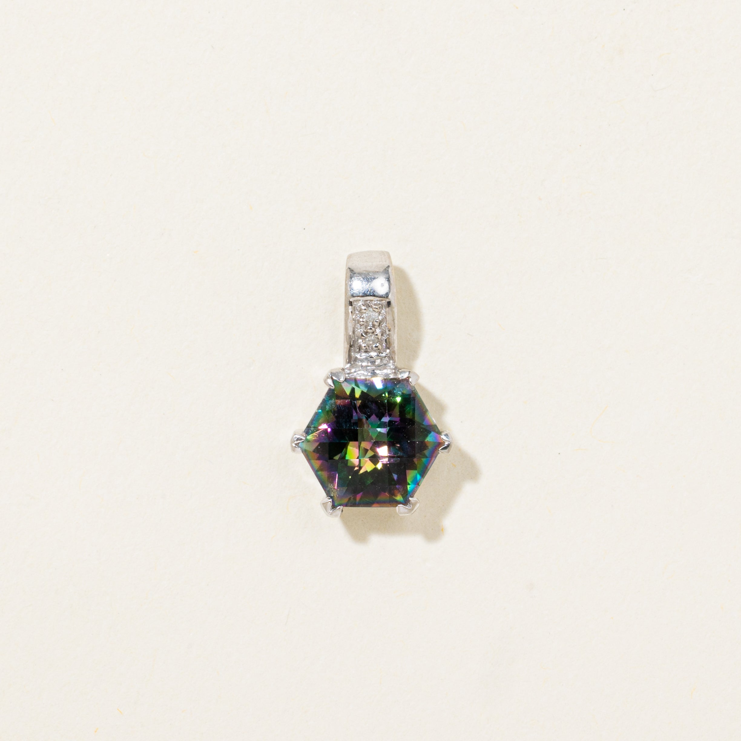 Hexagonal Mystic Topaz & Diamond Pendant | 2.30ct, 0.002ctw