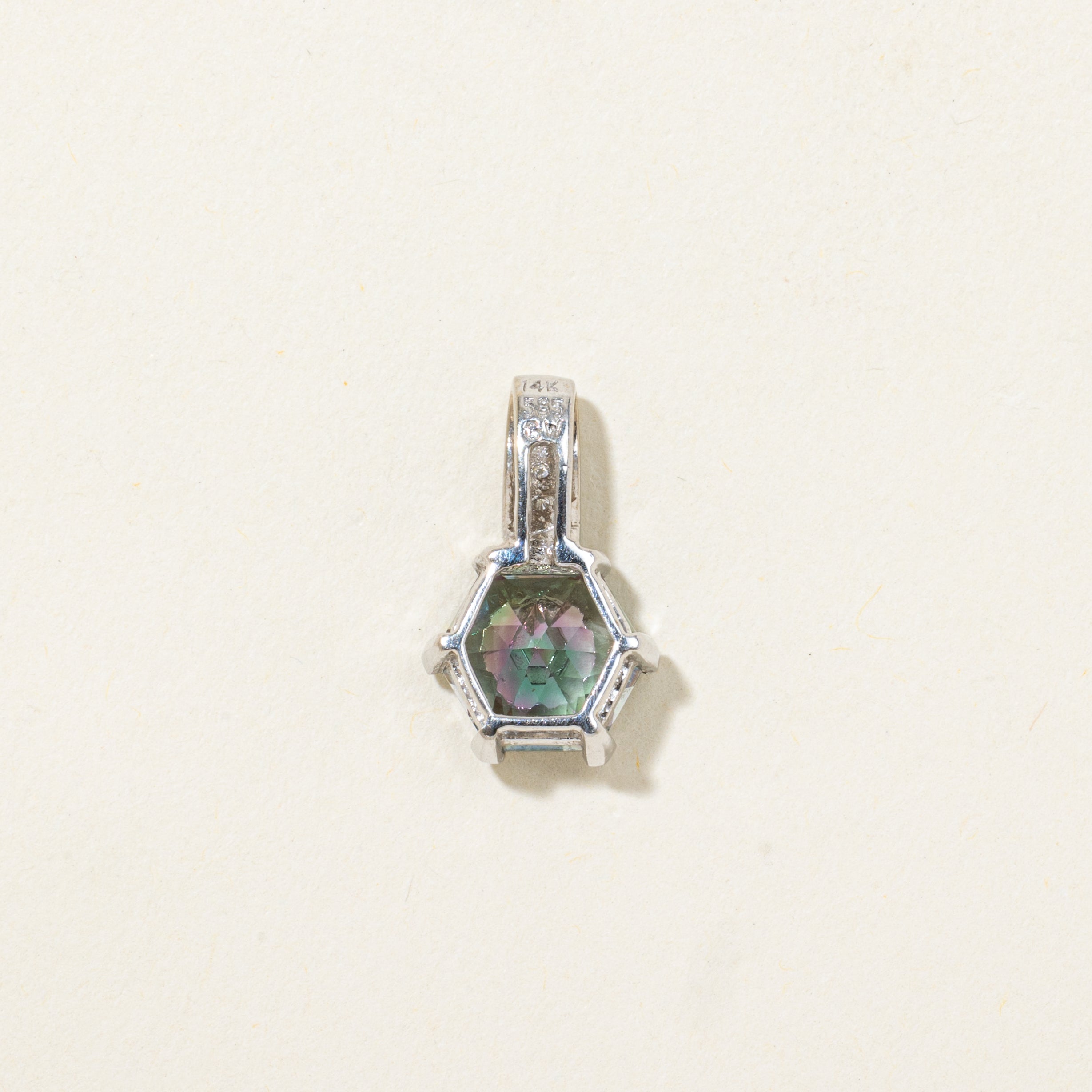 Hexagonal Mystic Topaz & Diamond Pendant | 2.30ct, 0.002ctw