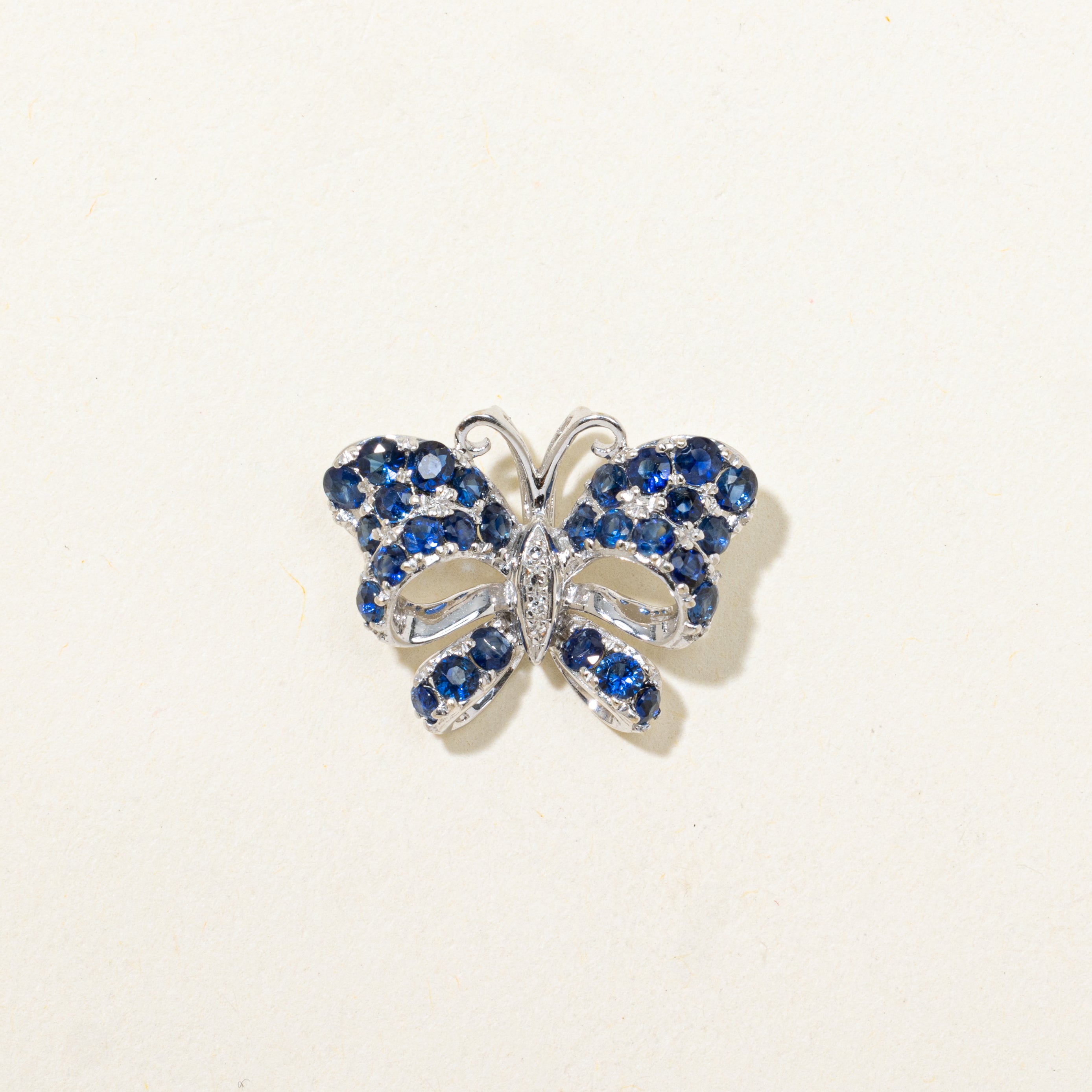 Sapphire & Diamond Butterfly Bow Pendant | 0.40ctw, 0.004ctw