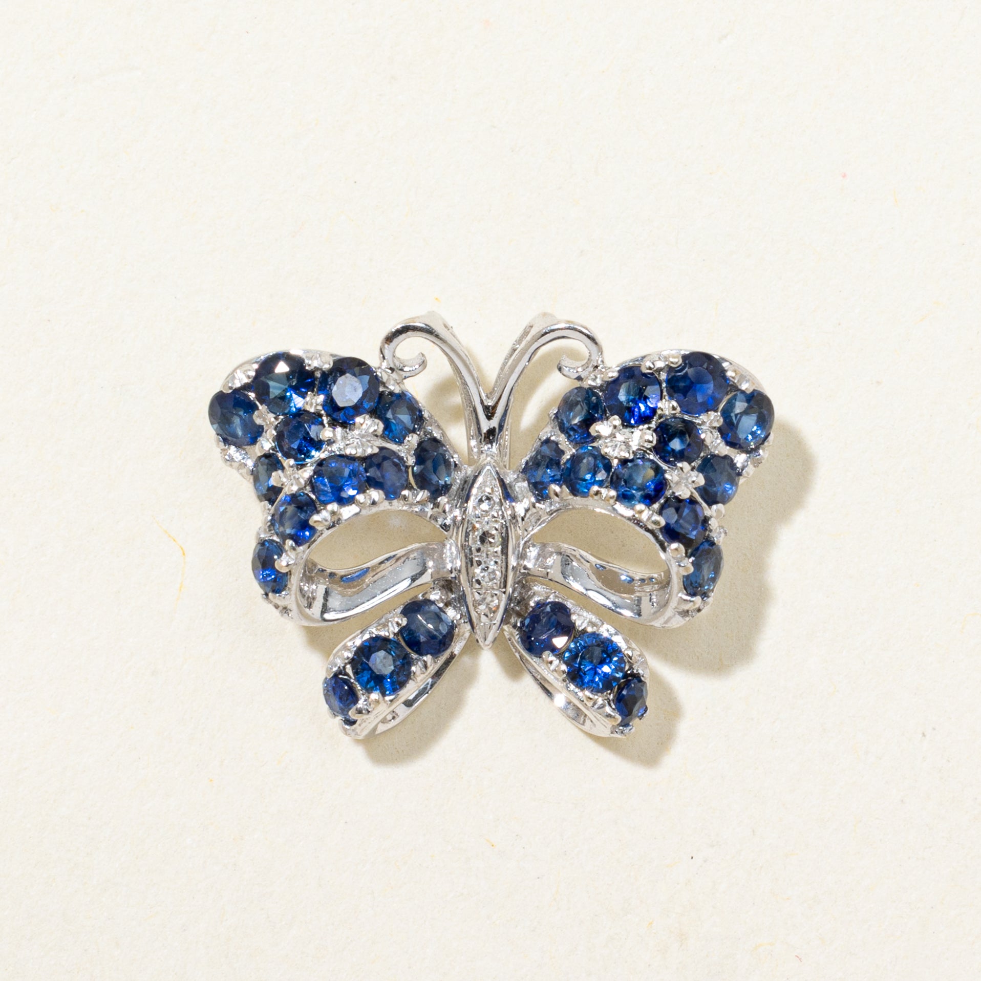 Sapphire & Diamond Butterfly Bow Pendant | 0.40ctw, 0.004ctw