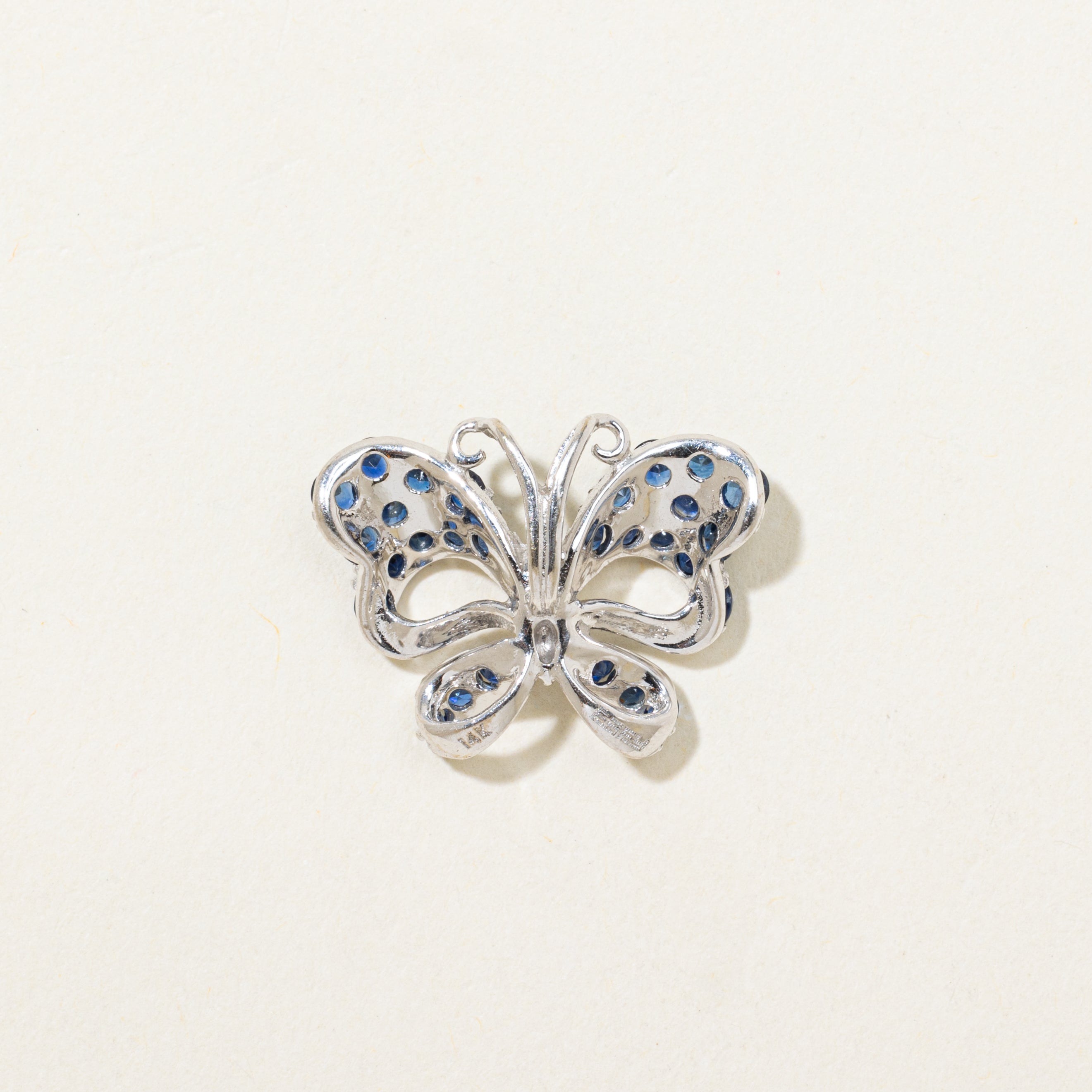 Sapphire & Diamond Butterfly Bow Pendant | 0.40ctw, 0.004ctw