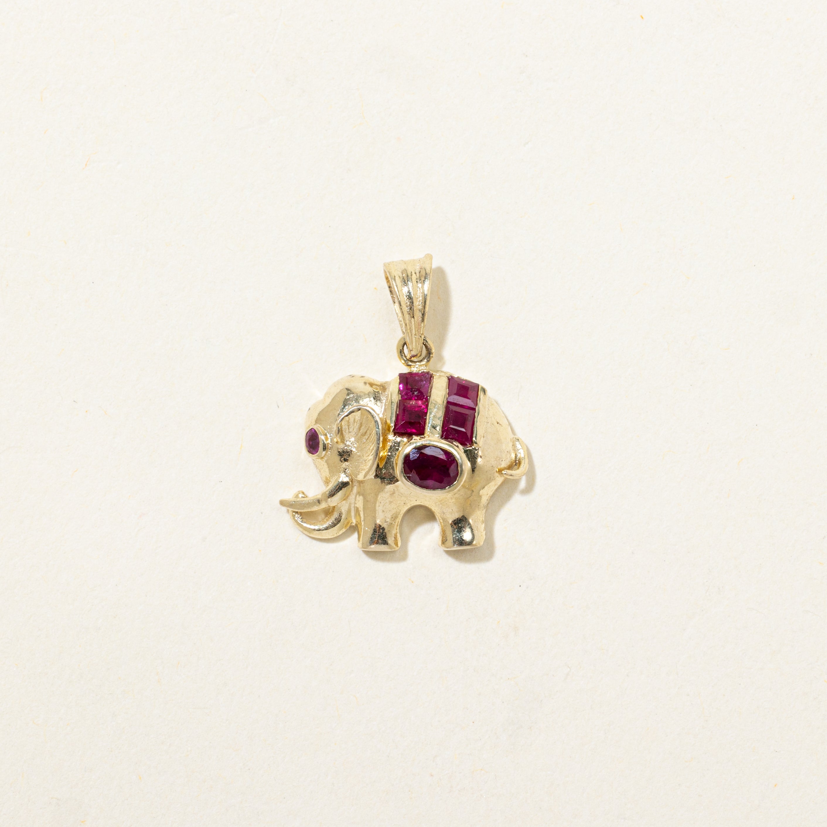 Synthetic Ruby Elephant Pendant | 0.31ctw