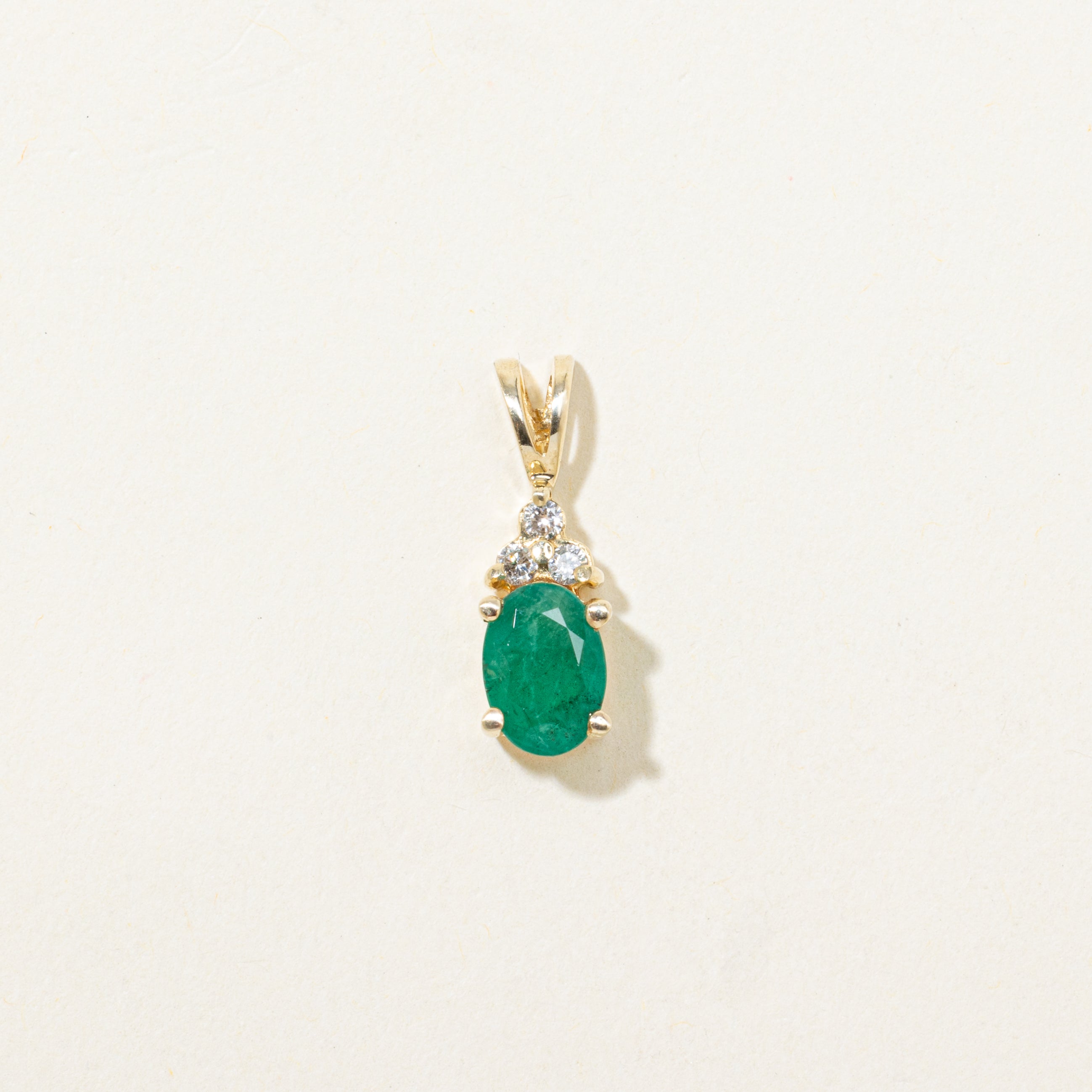 Oval Cut Emerald & Diamond Pendant | 0.52ct, 0.05ctw