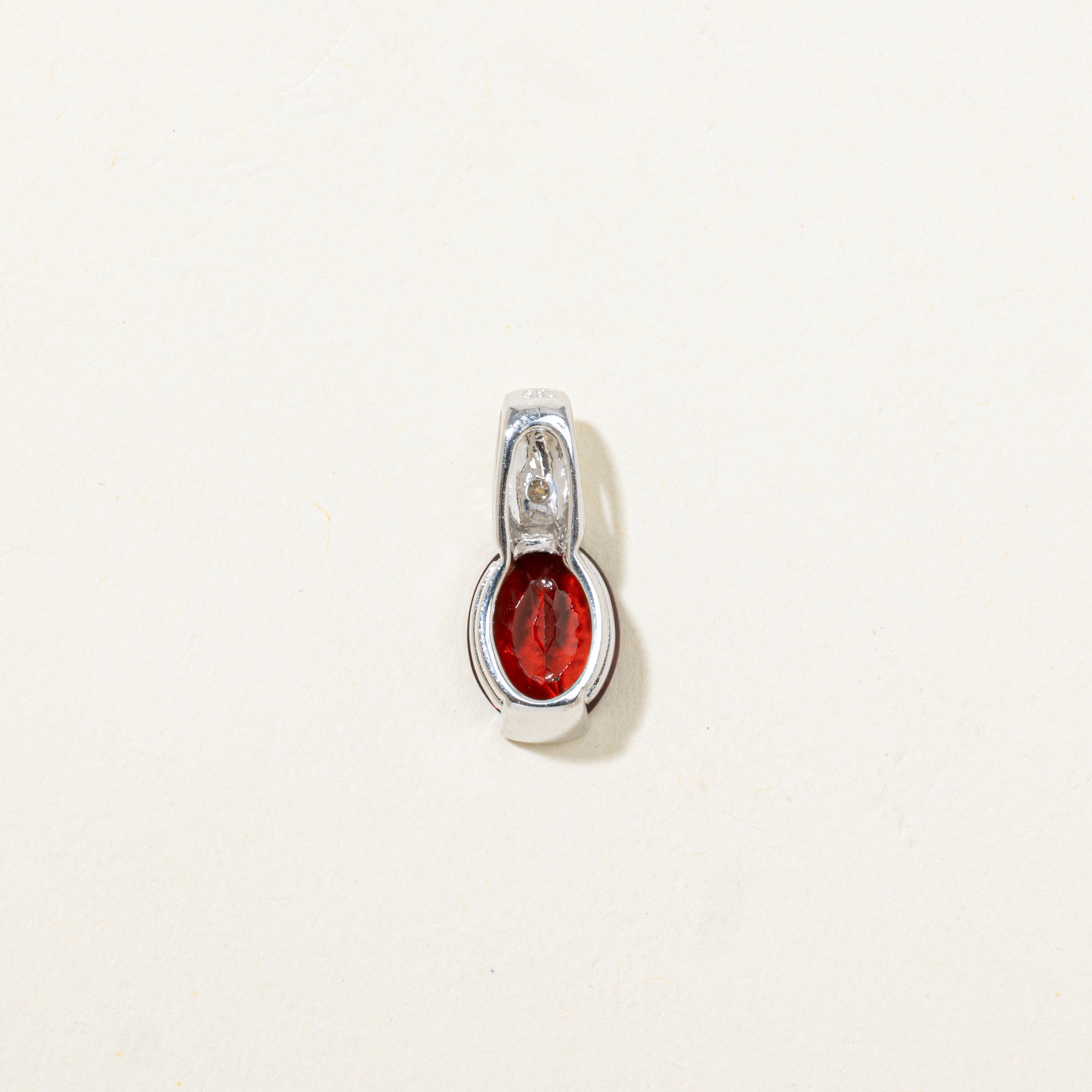 Oval Cut Garnet & Diamond Pendant | 1.78ct, 0.02ct