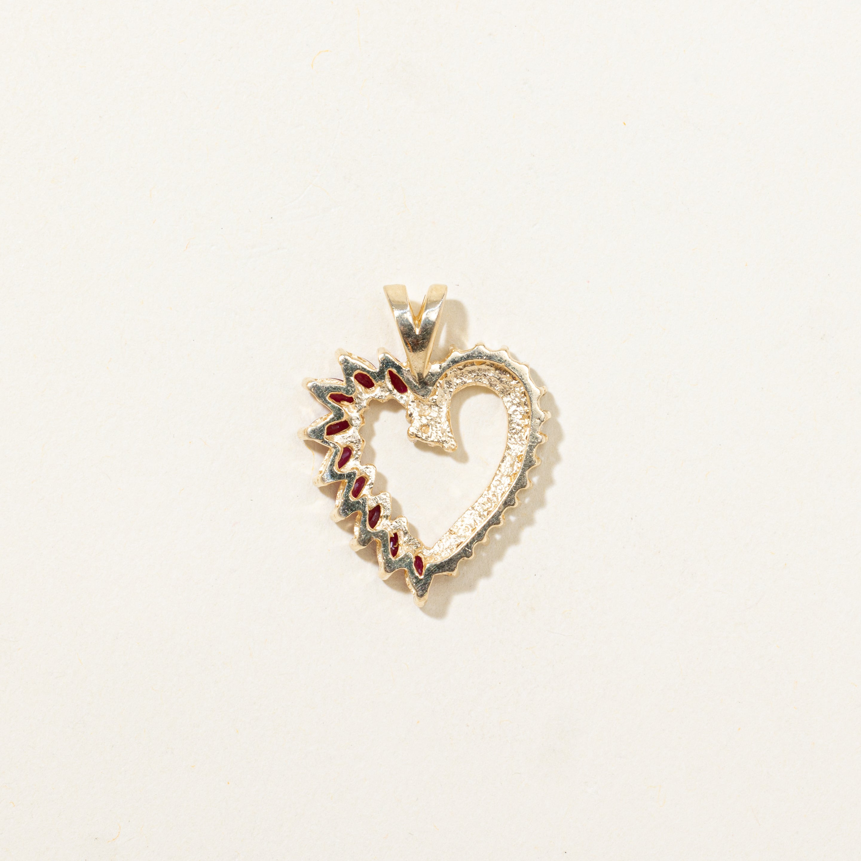 Ruby & Diamond Open Heart Pendant | 0.42ctw, 0.18ctw