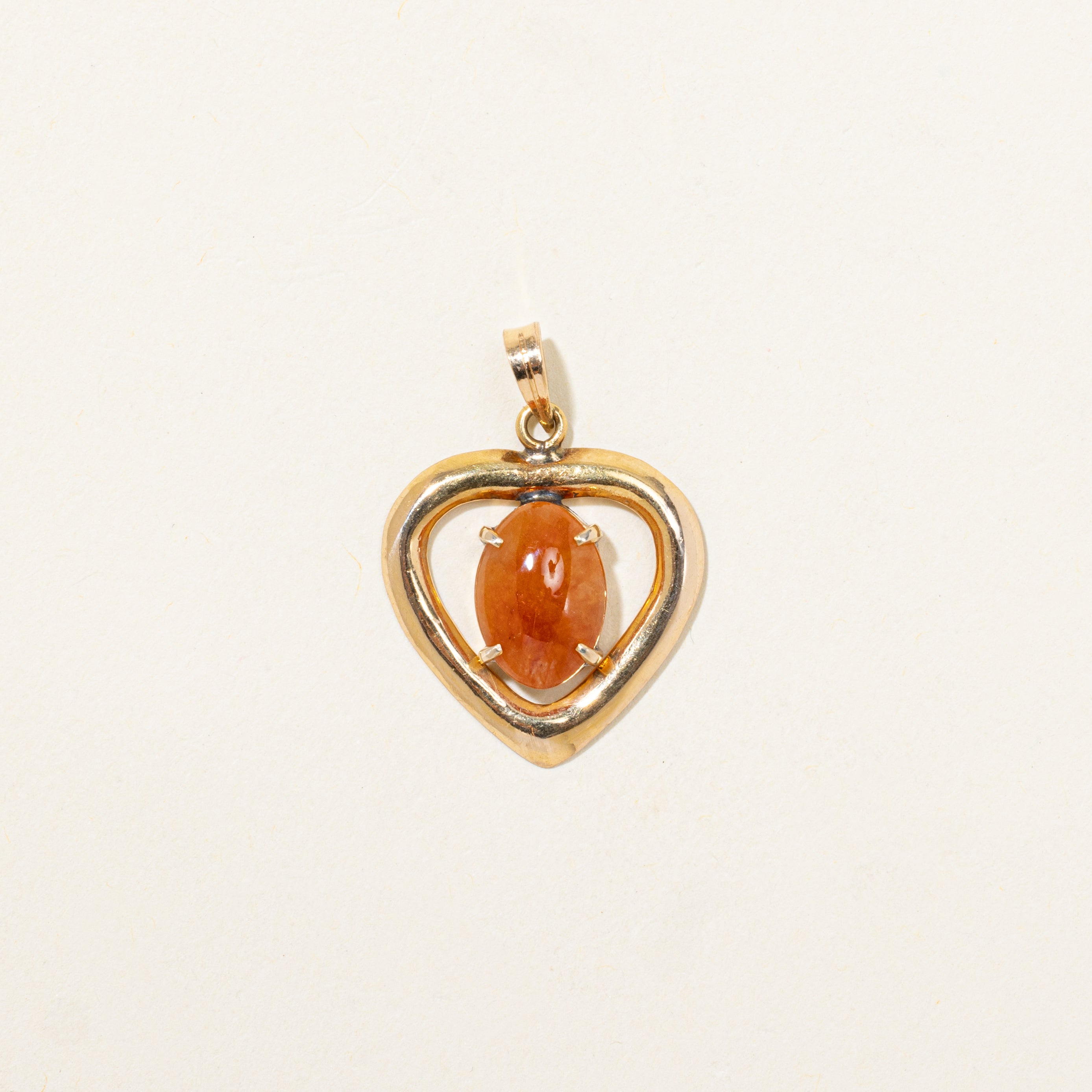 Orange Cabochon Jadeite Heart Pendant | 2.14ct