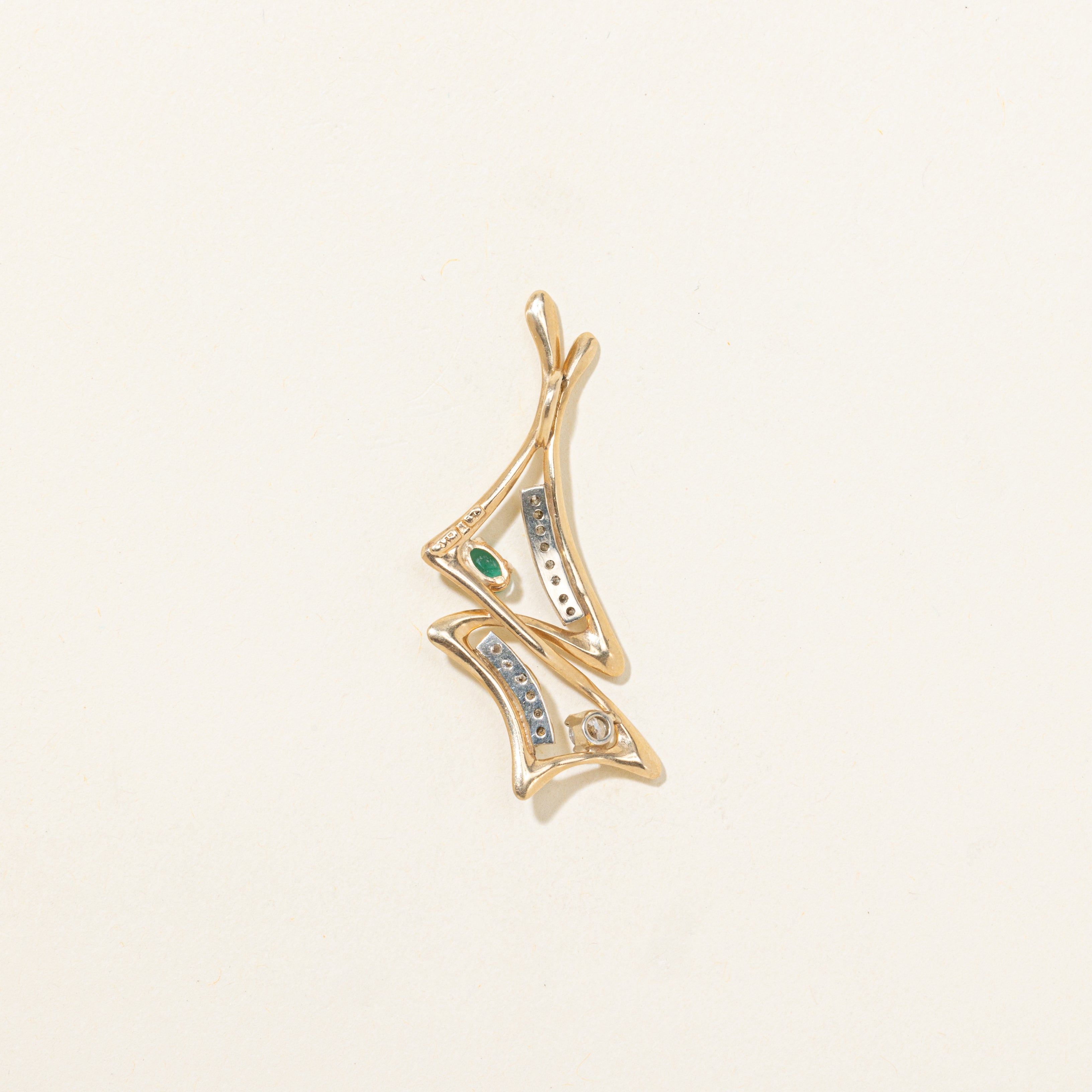 Emerald & Diamond Abstract Pendant | 0.20ct, 0.25ctw