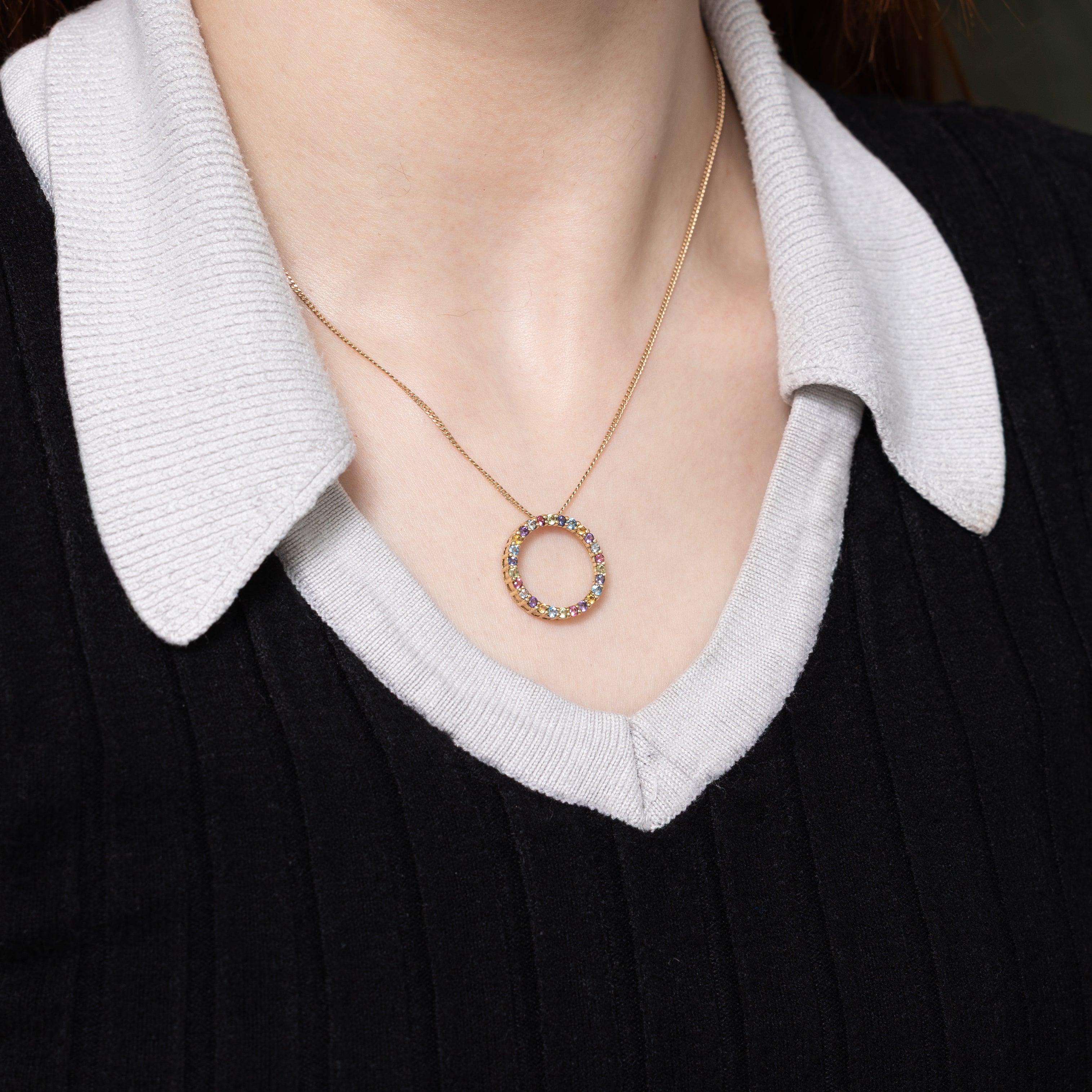 Eternity Multi-Gemstone Circle Pendant | 0.65ctw