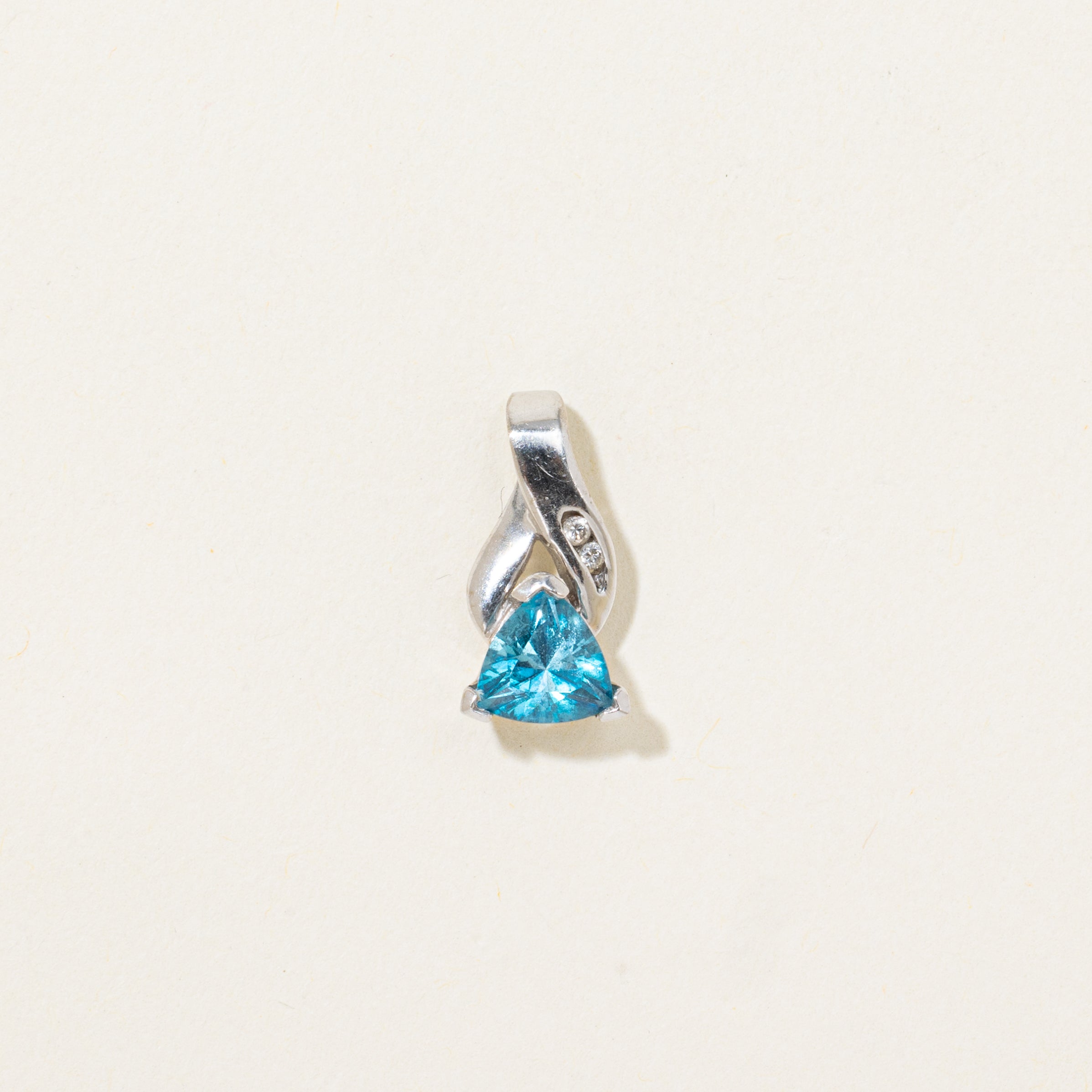 Trillion Cut Blue Topaz & Diamond Pendant | 1.12ct, 0.01ctw