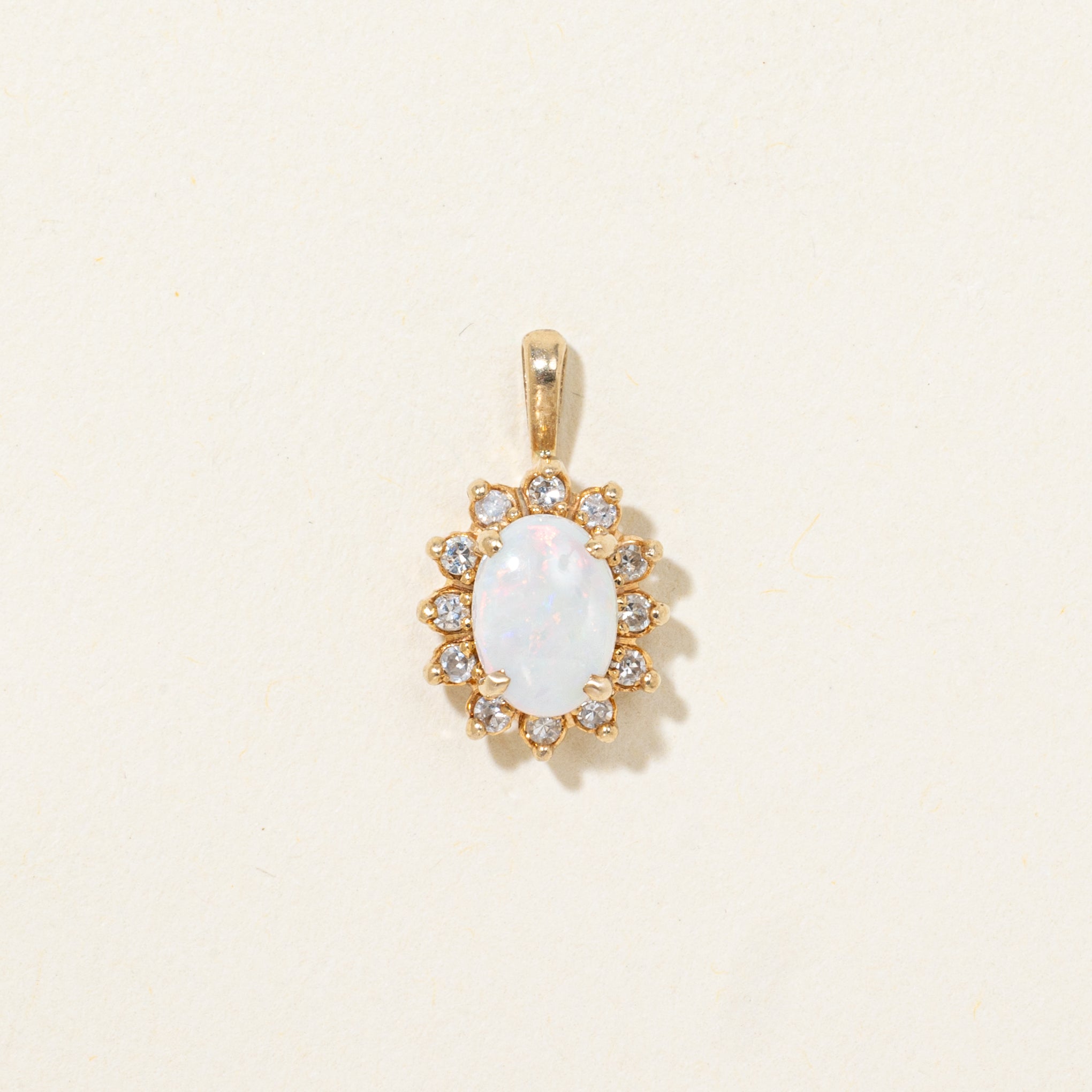 Opal & Diamond Petal Halo Pendant | 0.55ct, 0.06ctw