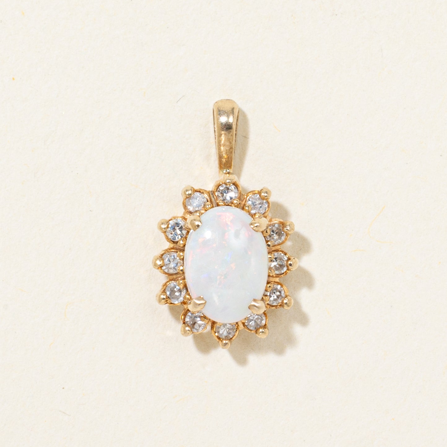 Opal & Diamond Petal Halo Pendant | 0.55ct, 0.06ctw
