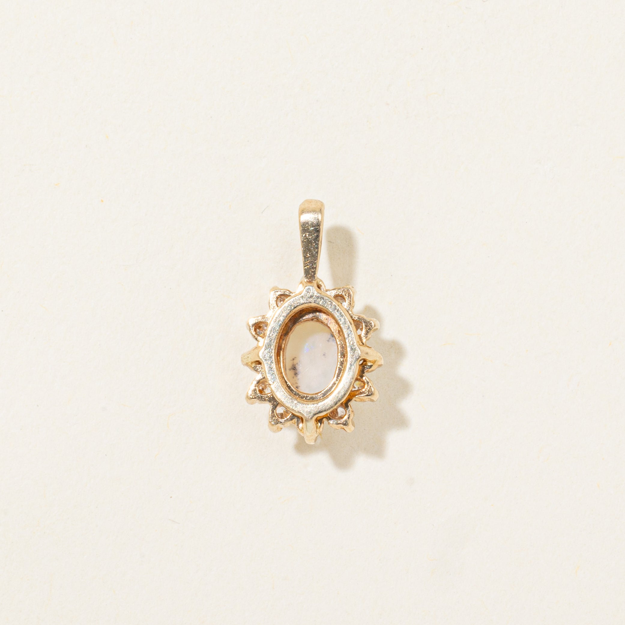 Opal & Diamond Petal Halo Pendant | 0.55ct, 0.06ctw