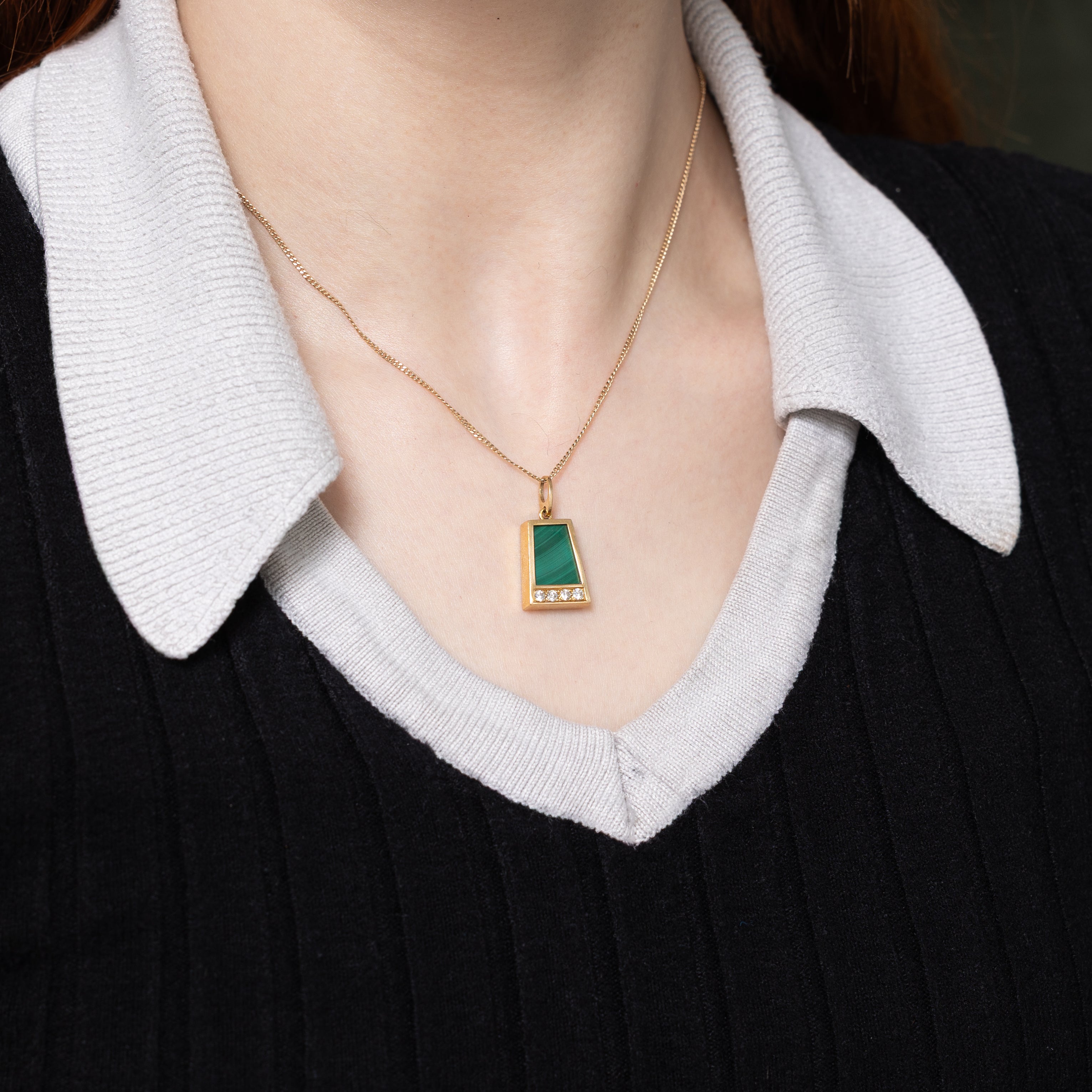 Malachite & Diamond Accented Pendant | 3.36ct, 0.10ctw