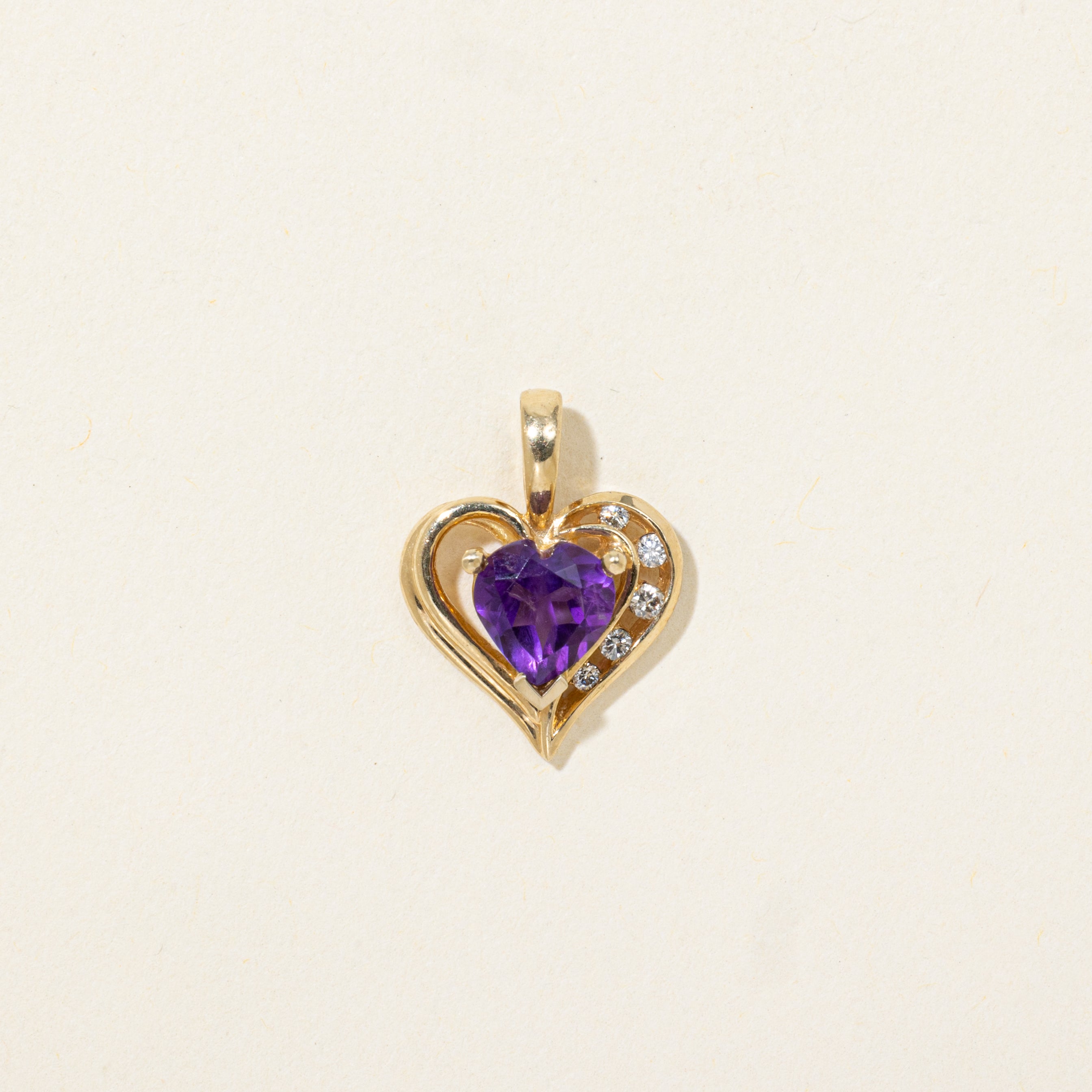 Amethyst & Diamond Heart Pendant | 0.56ct, 0.04ctw