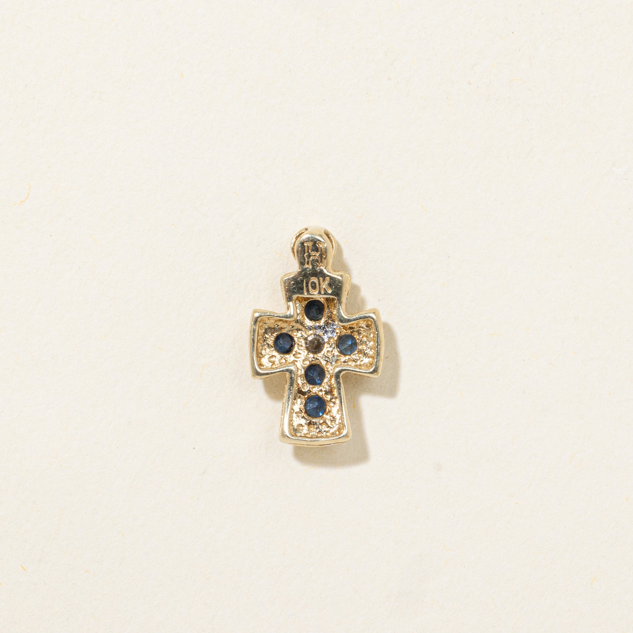 Sapphire & Diamond Cross Pendant | 0.03ct, 0.10ctw