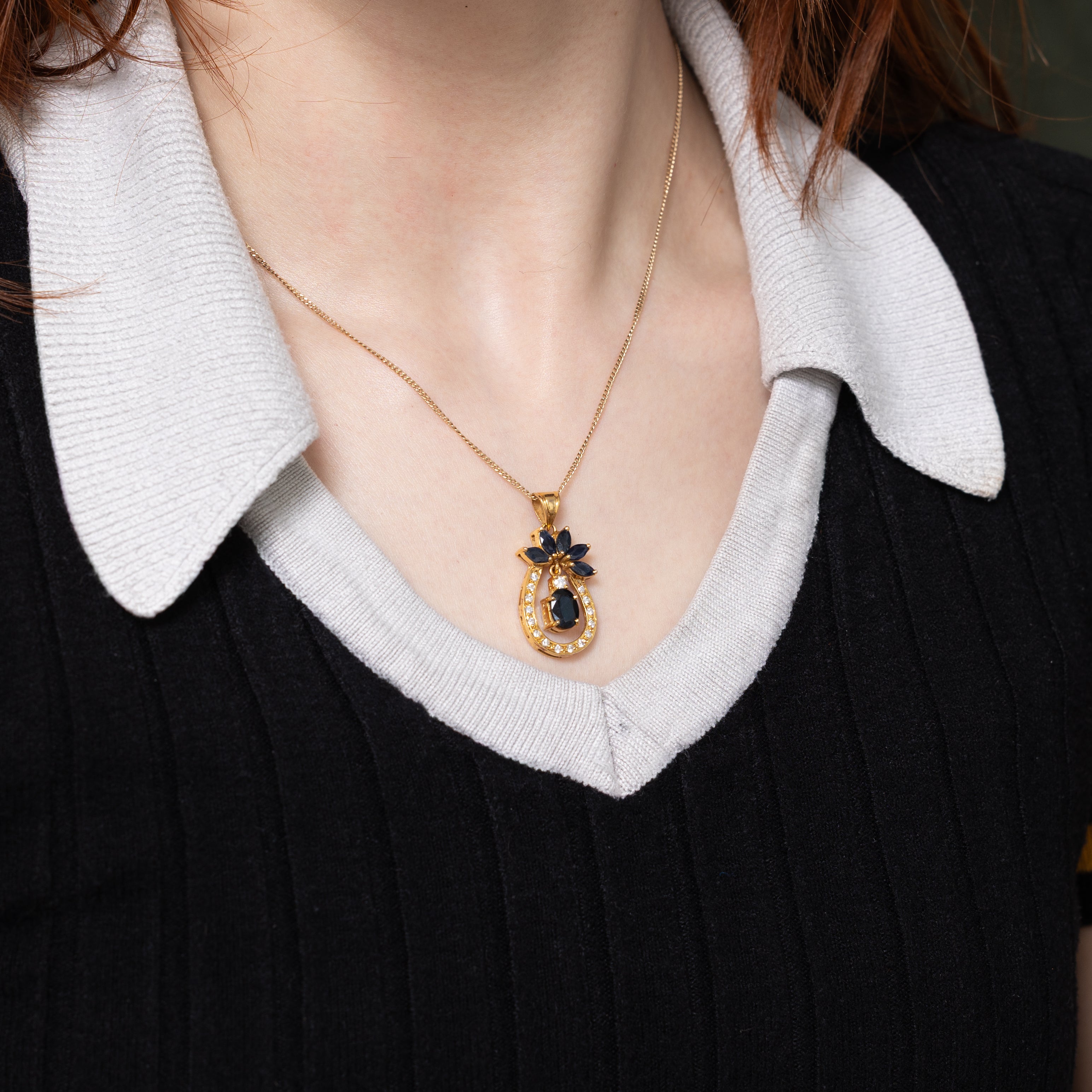 18k Sapphire & Diamond Floating Pendant | 2.31ctw, 0.30ctw