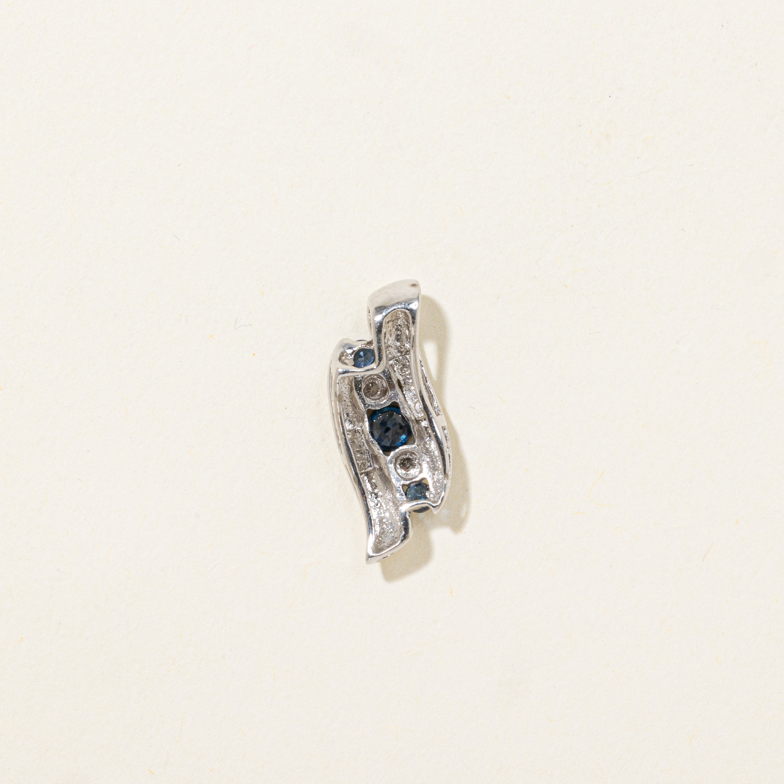 White Gold Sapphire & Diamond Pendant | 0.07ctw, 0.01ctw