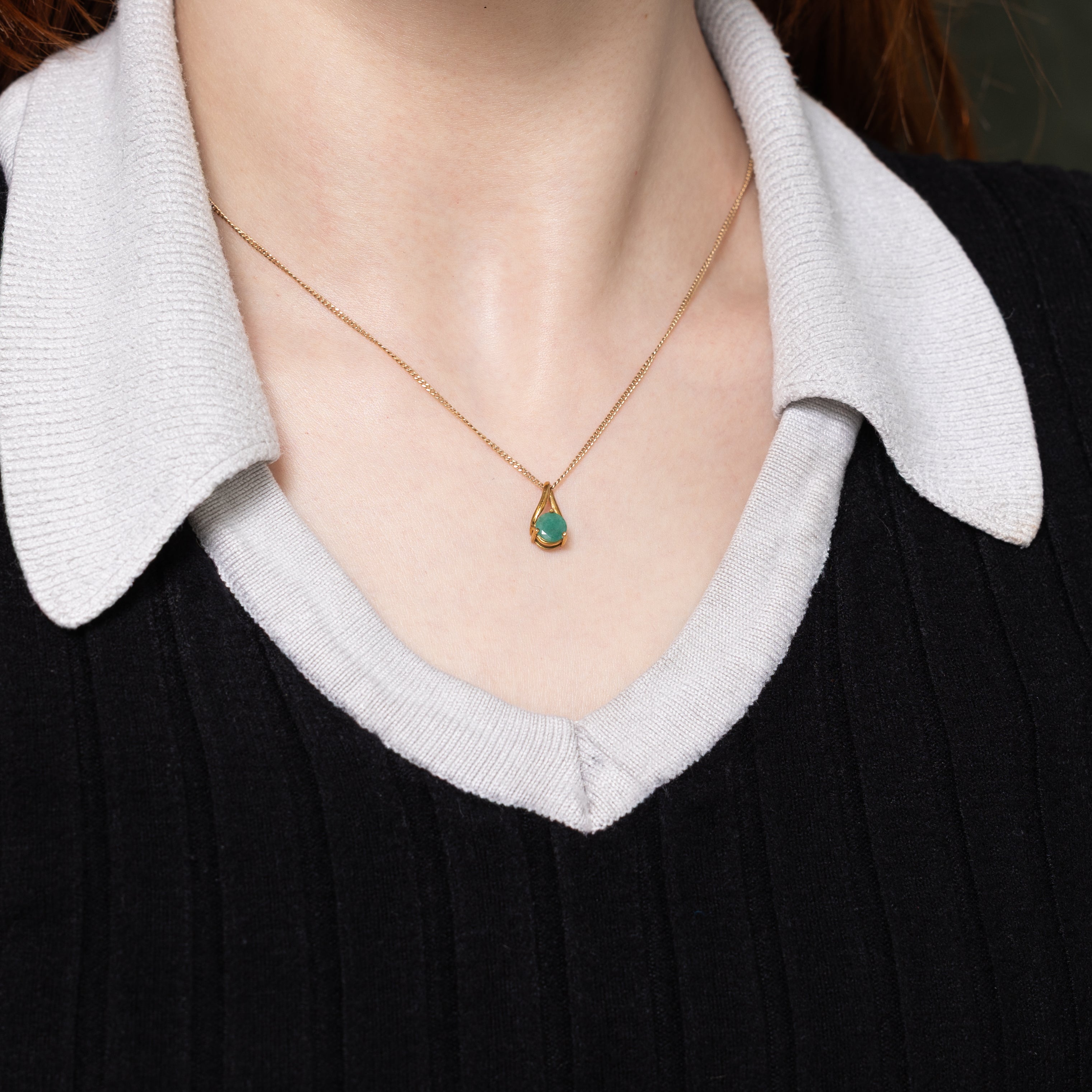 Round Cut Emerald Pendant | 0.68ct