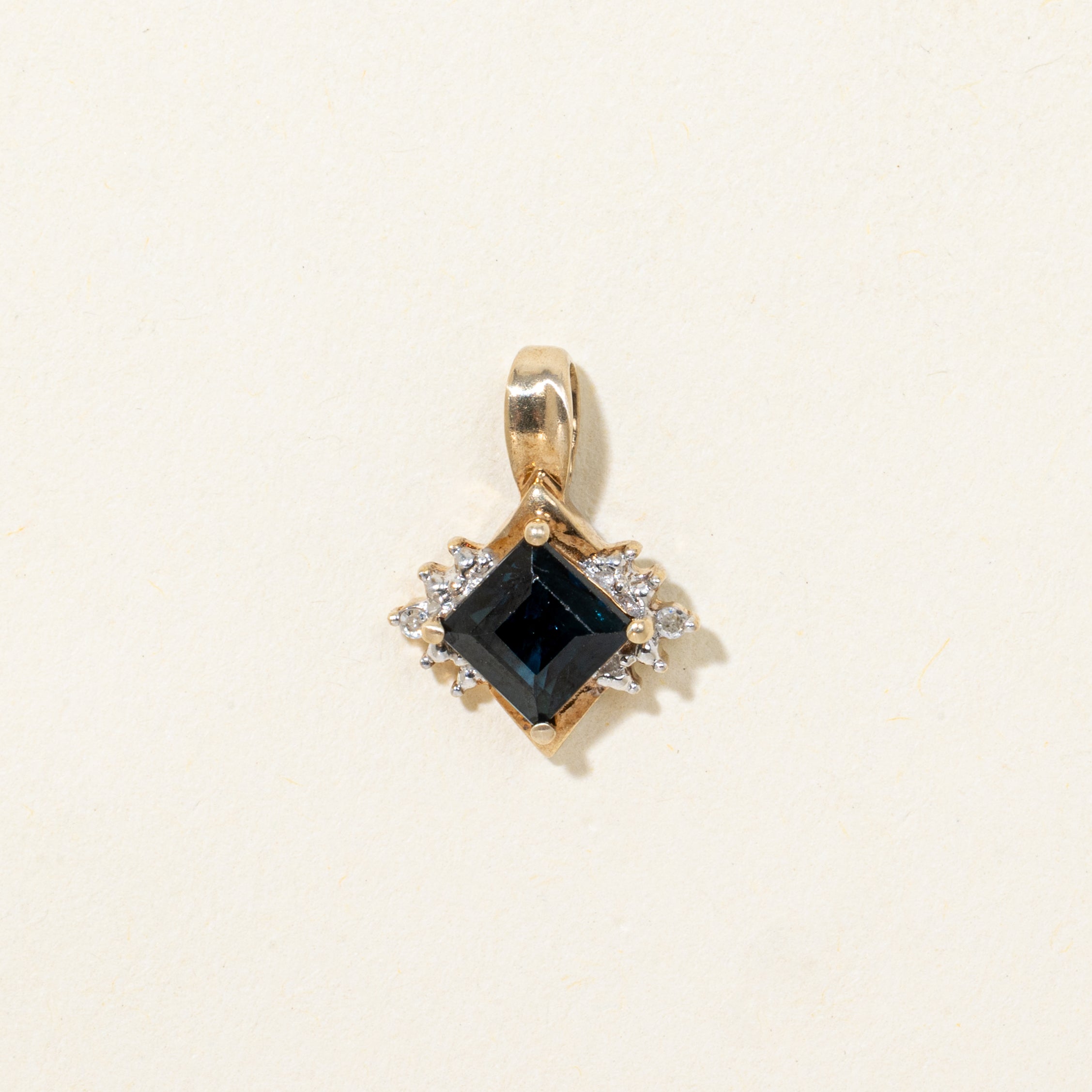 Step Cut Sapphire & Diamond Petal Pendant | 0.72ct, 0.004ct