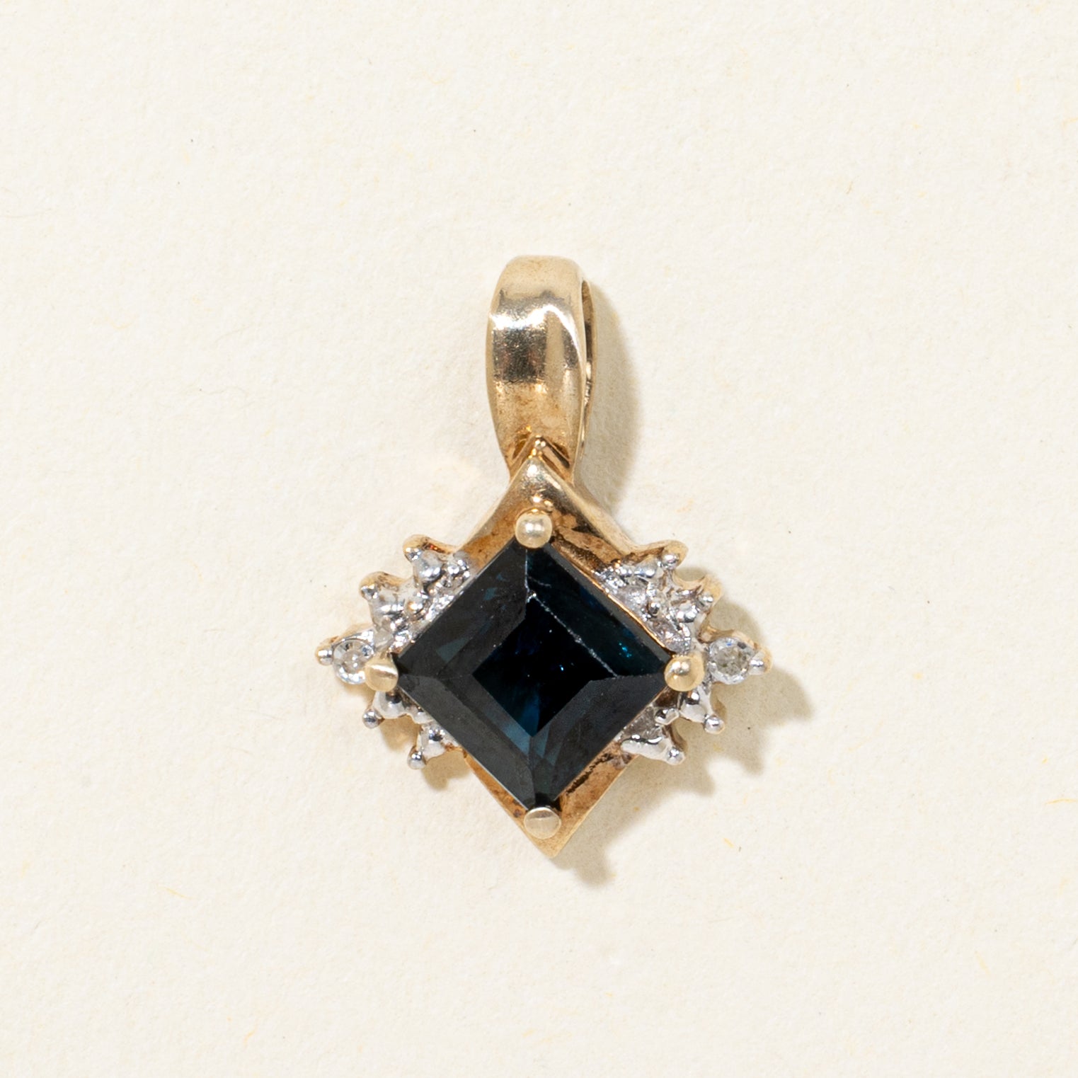 Step Cut Sapphire & Diamond Petal Pendant | 0.72ct, 0.004ct