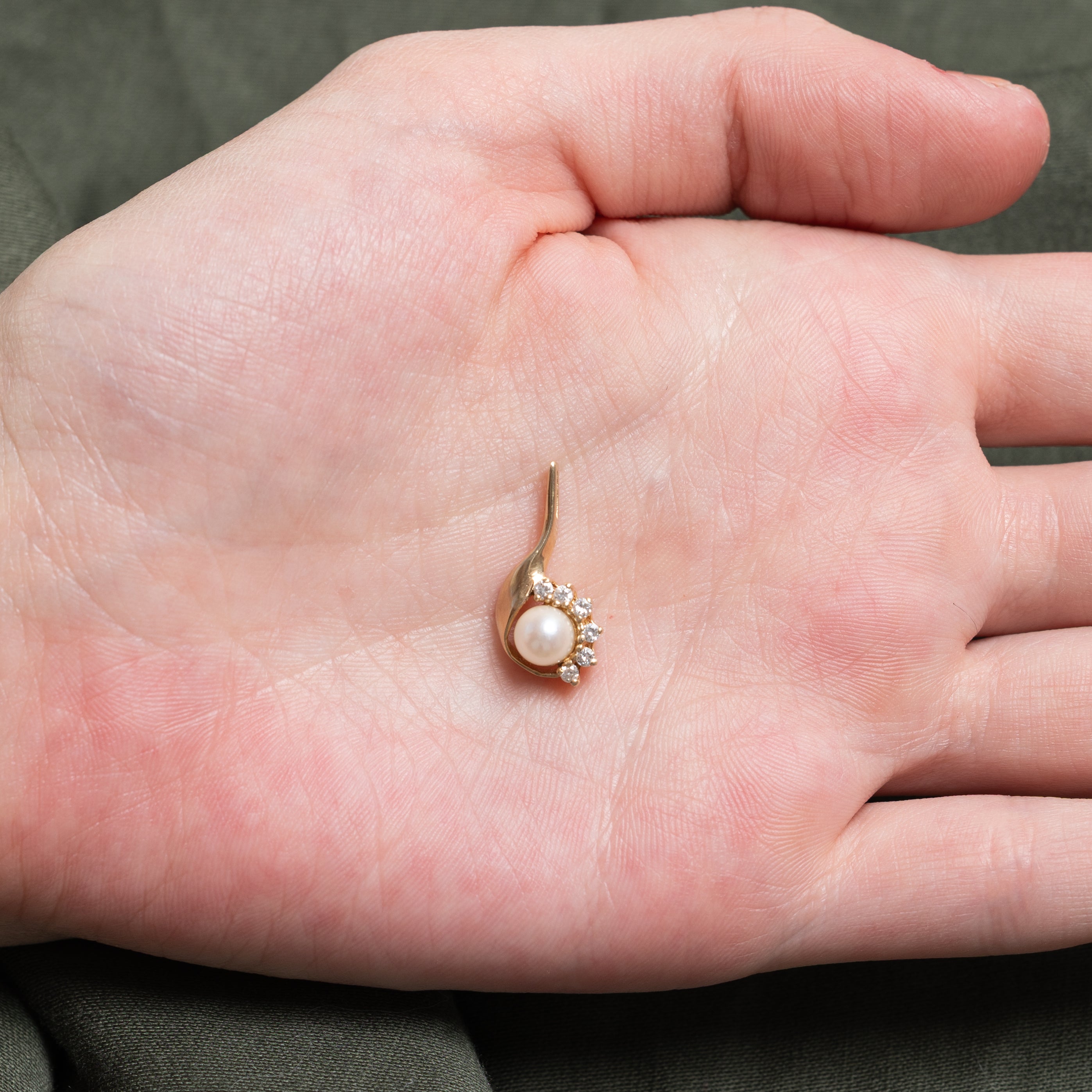 Pearl & Diamond Accented Drop Pendant | 0.06ctw