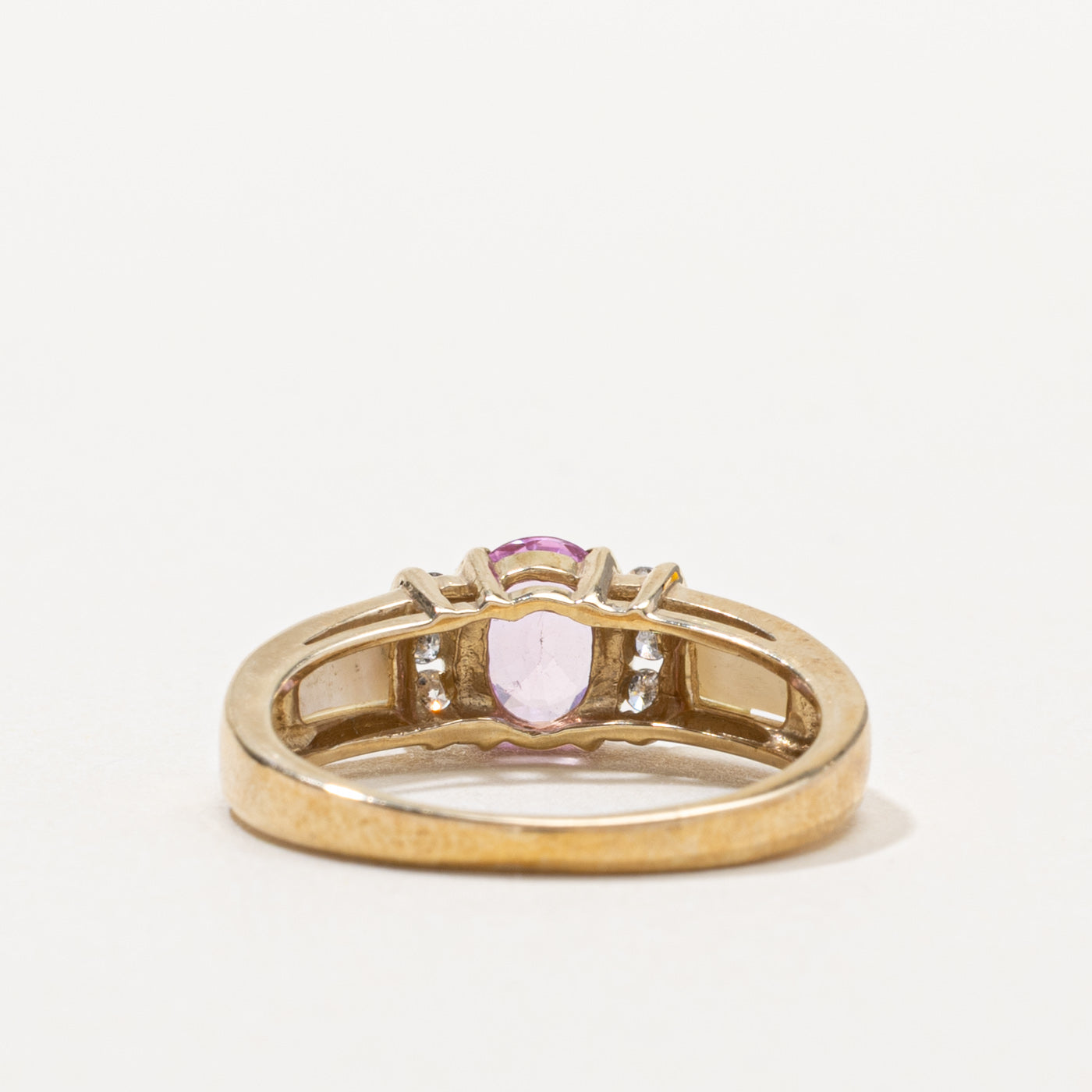 10k Pink Sapphire, Mother of Pearl & Diamond Ring | 0.06ctw, 0.65ct, 0.36ctw | SZ 7