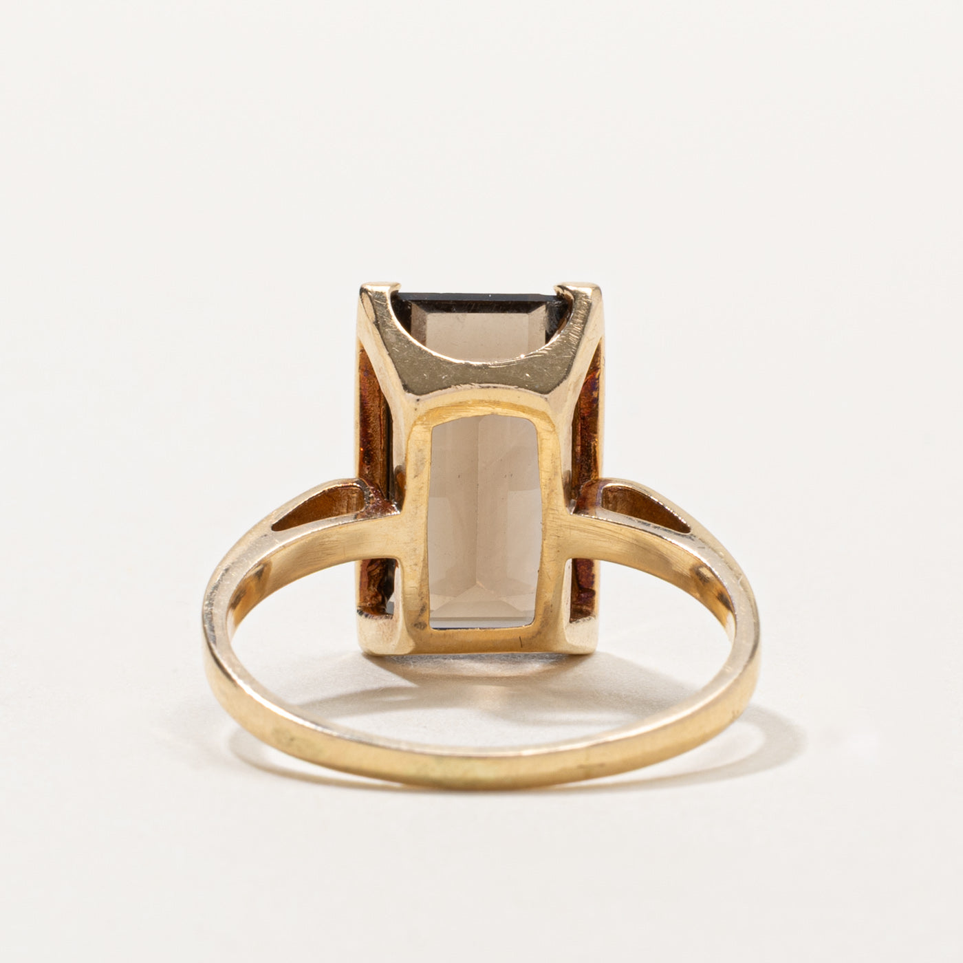 10k Rectangle Cut Smoky Quartz Cocktail Ring | 4.50ct | SZ 10.5