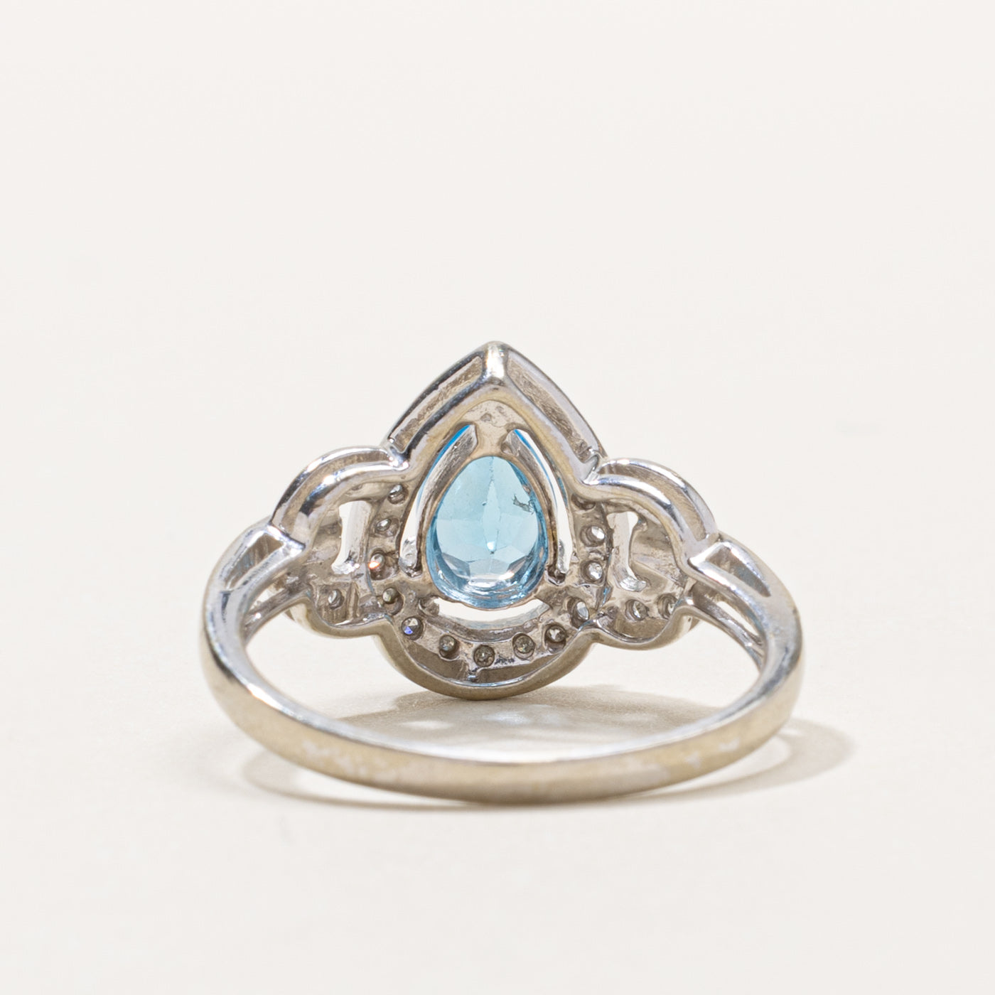 10k Pear Cut Topaz & Diamond Open Halo Ring | 0.80ct, 0.15ctw | SZ 7.25