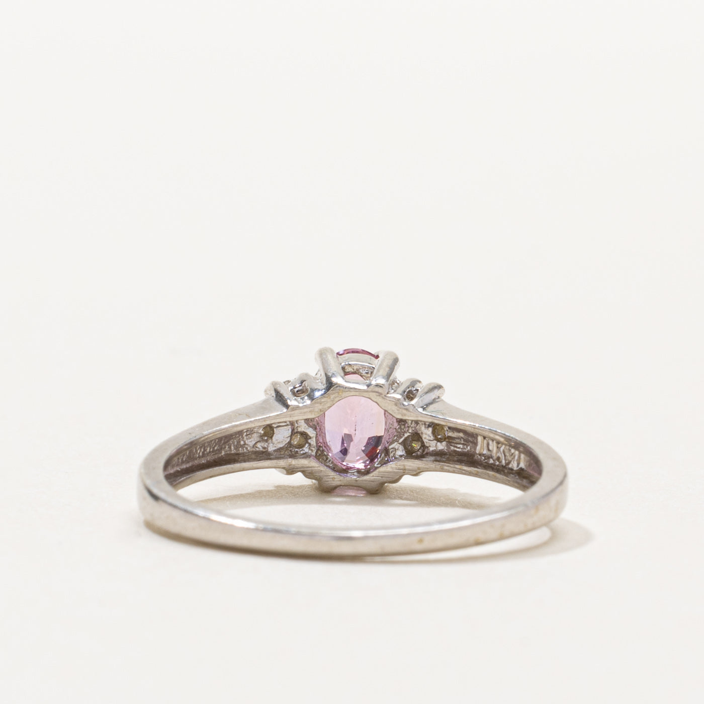 10k Oval Cut Pink Sapphire & Diamond Accented Ring | 0.70ct, 0.06ctw | SZ 7