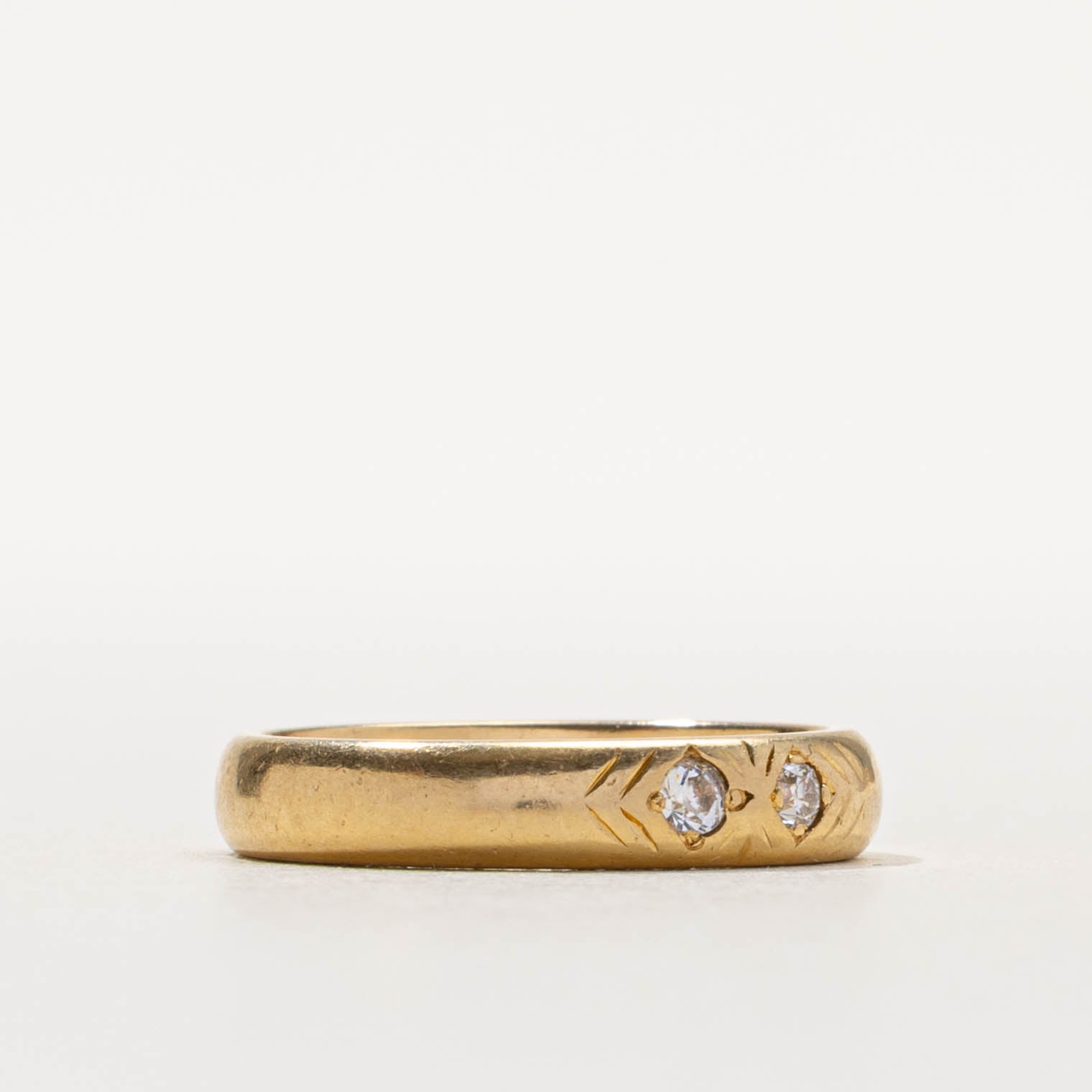 18k Two Stone Flush Set Diamond Band | 4.00mm | SZ 7.25