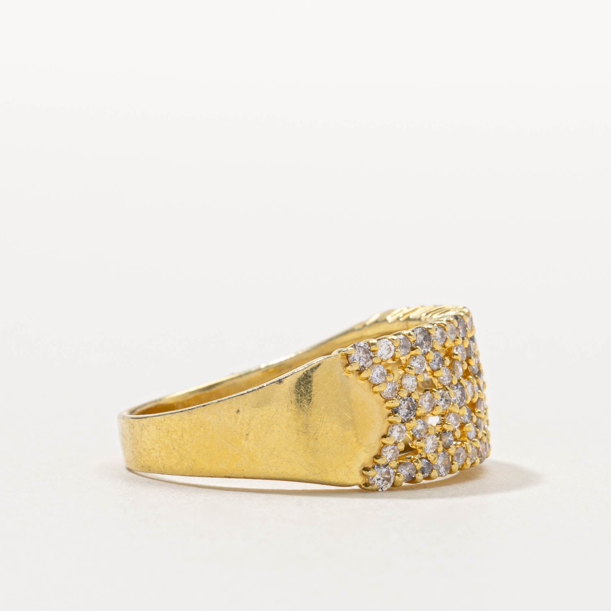 18k Pavé Set Diamond Crossbeam Ring | SZ 9.5