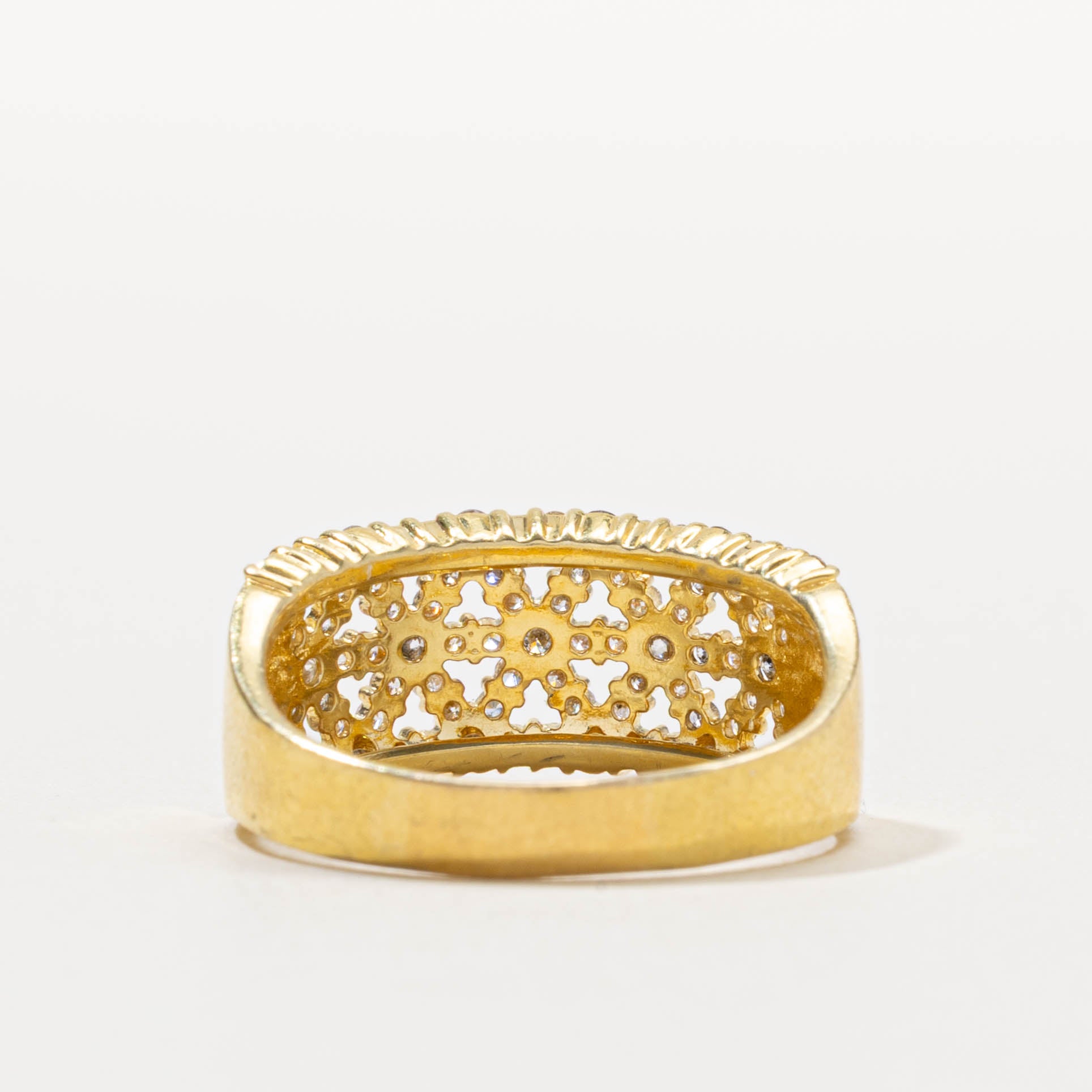 18k Pavé Set Diamond Crossbeam Ring | SZ 9.5