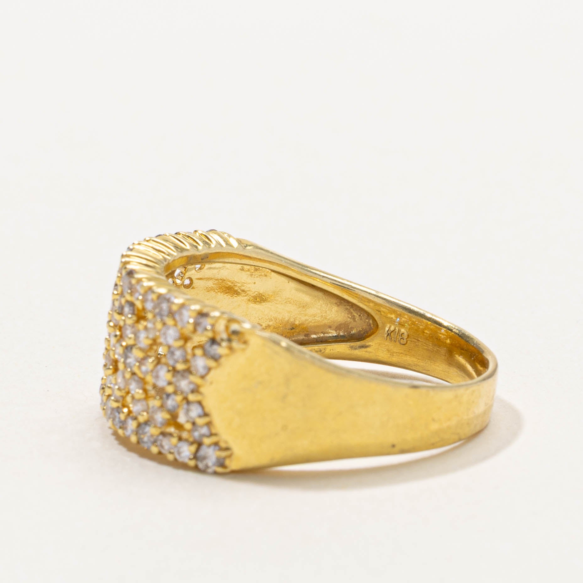 18k Pavé Set Diamond Crossbeam Ring | SZ 9.5